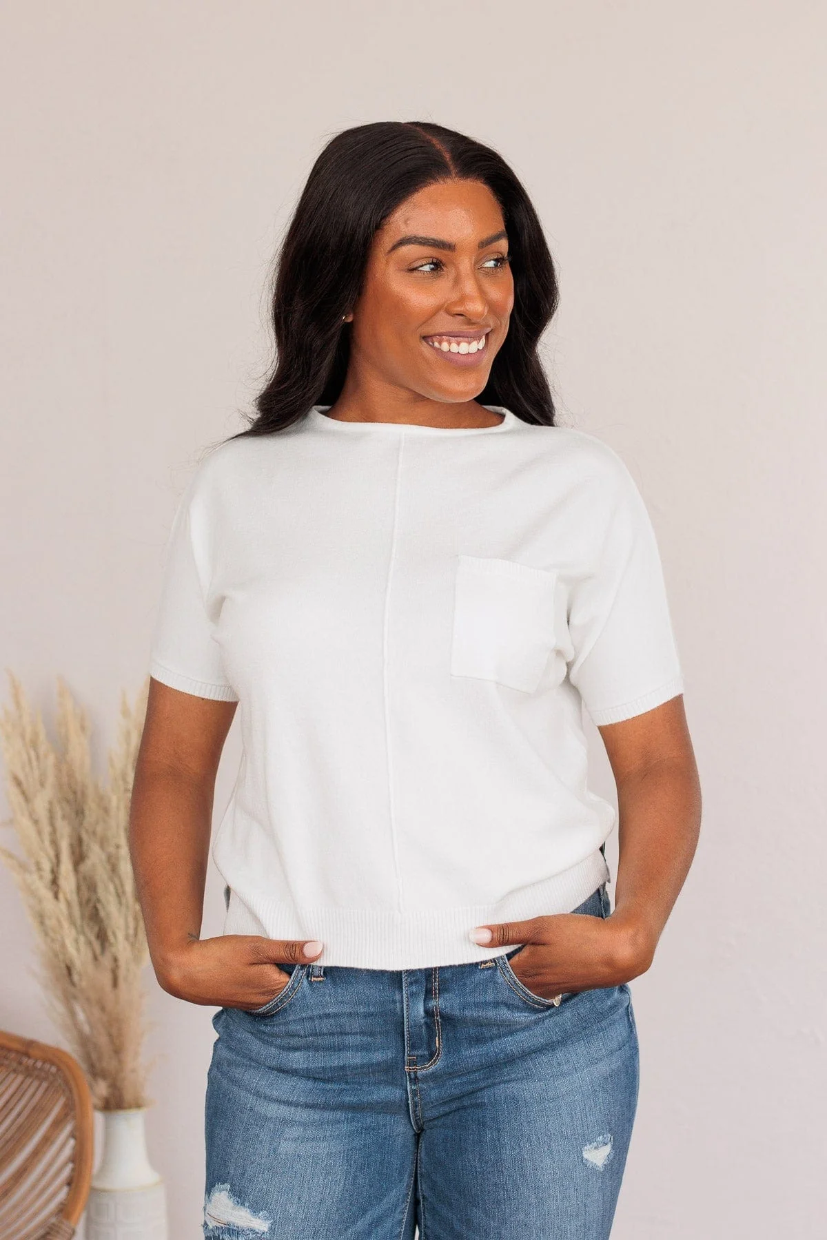 The Fairest Of Them All Pocket Top- Off White - Image 6