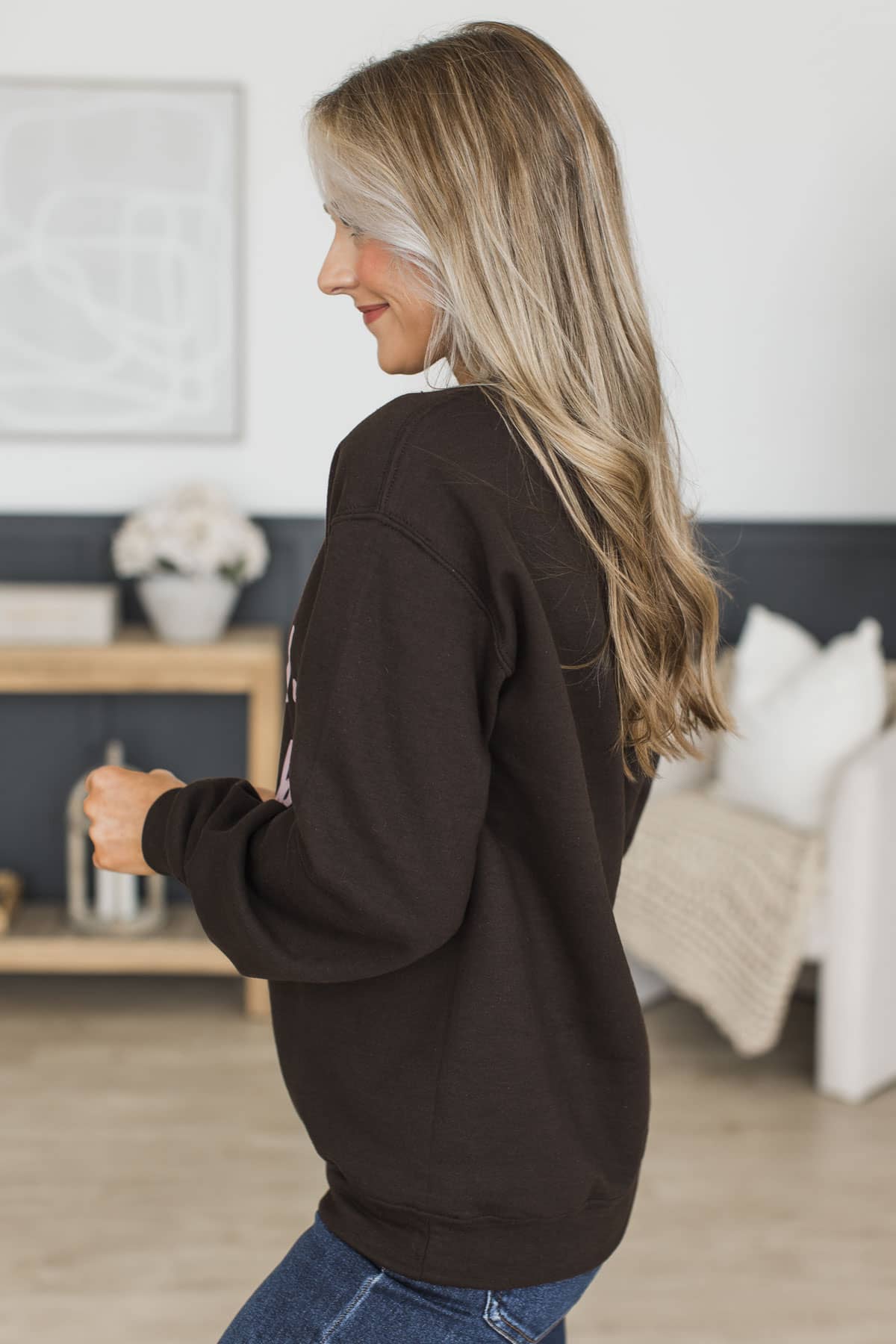 "The Homebody Club" Crew Neck Pullover- Brown - Image 5