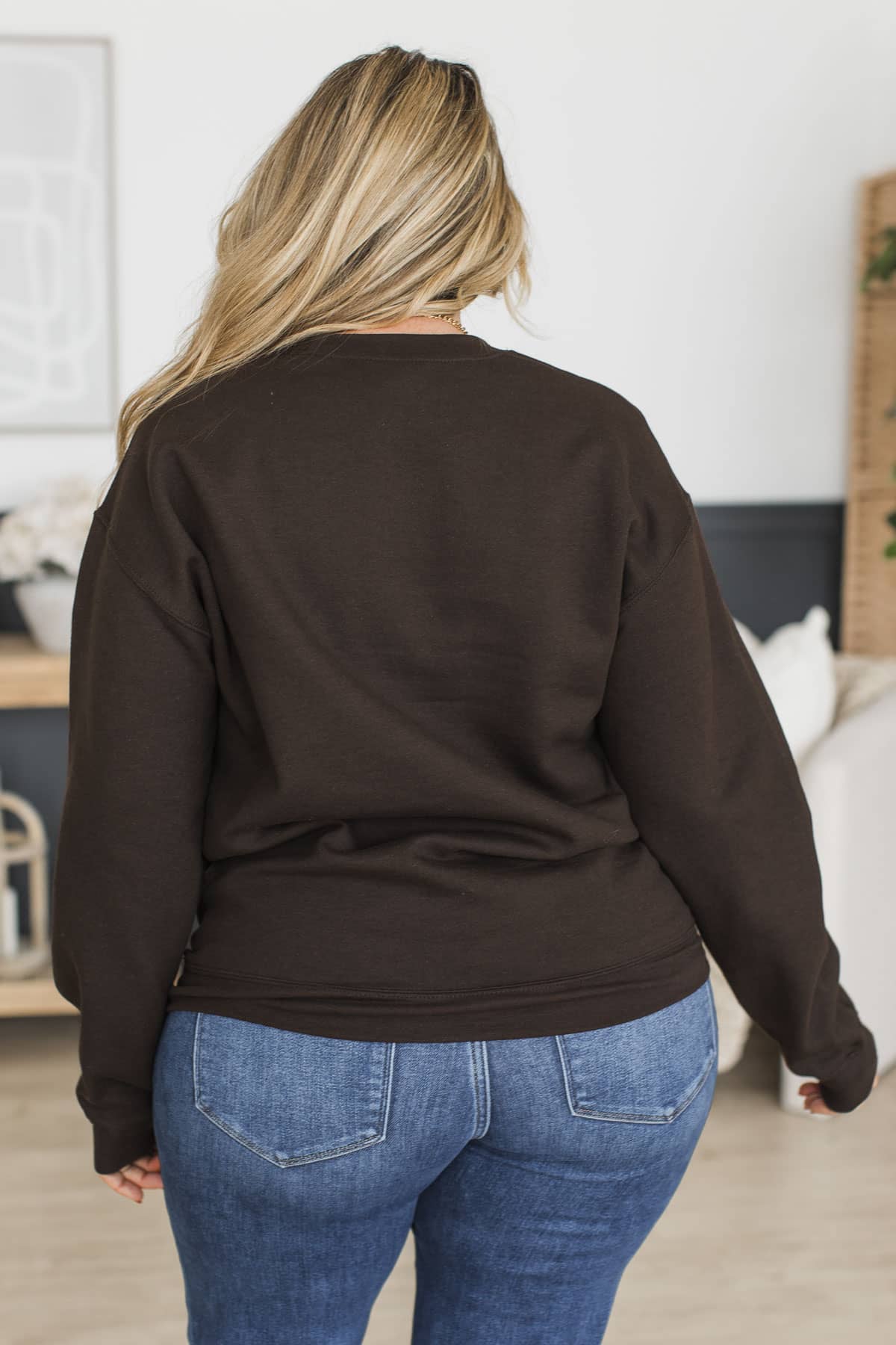 "The Homebody Club" Crew Neck Pullover- Brown - Image 6