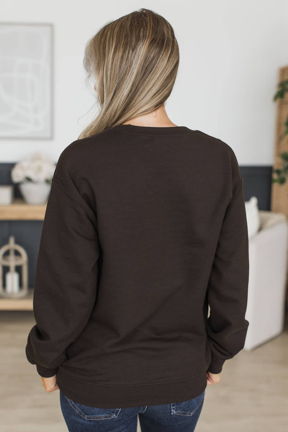 "The Homebody Club" Crew Neck Pullover- Brown - Image 7