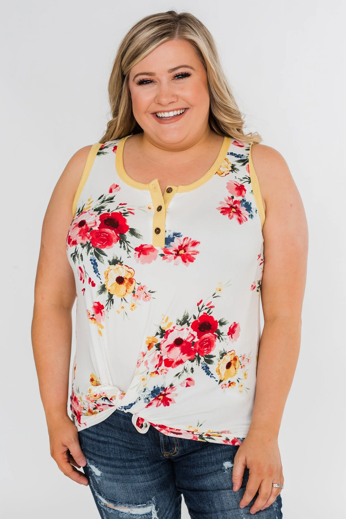 The Life I'm Living Floral Tank Top- Yellow - Image 5