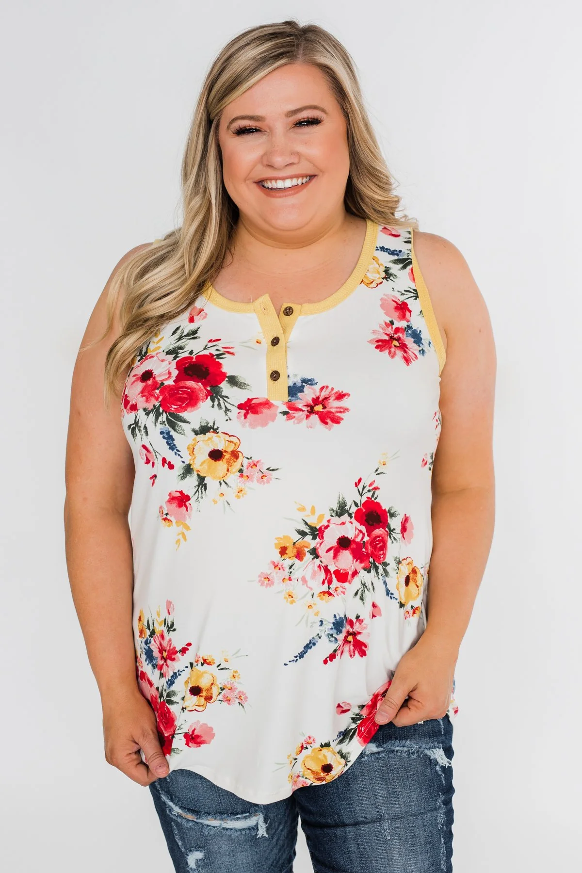 The Life I'm Living Floral Tank Top- Yellow - Image 7