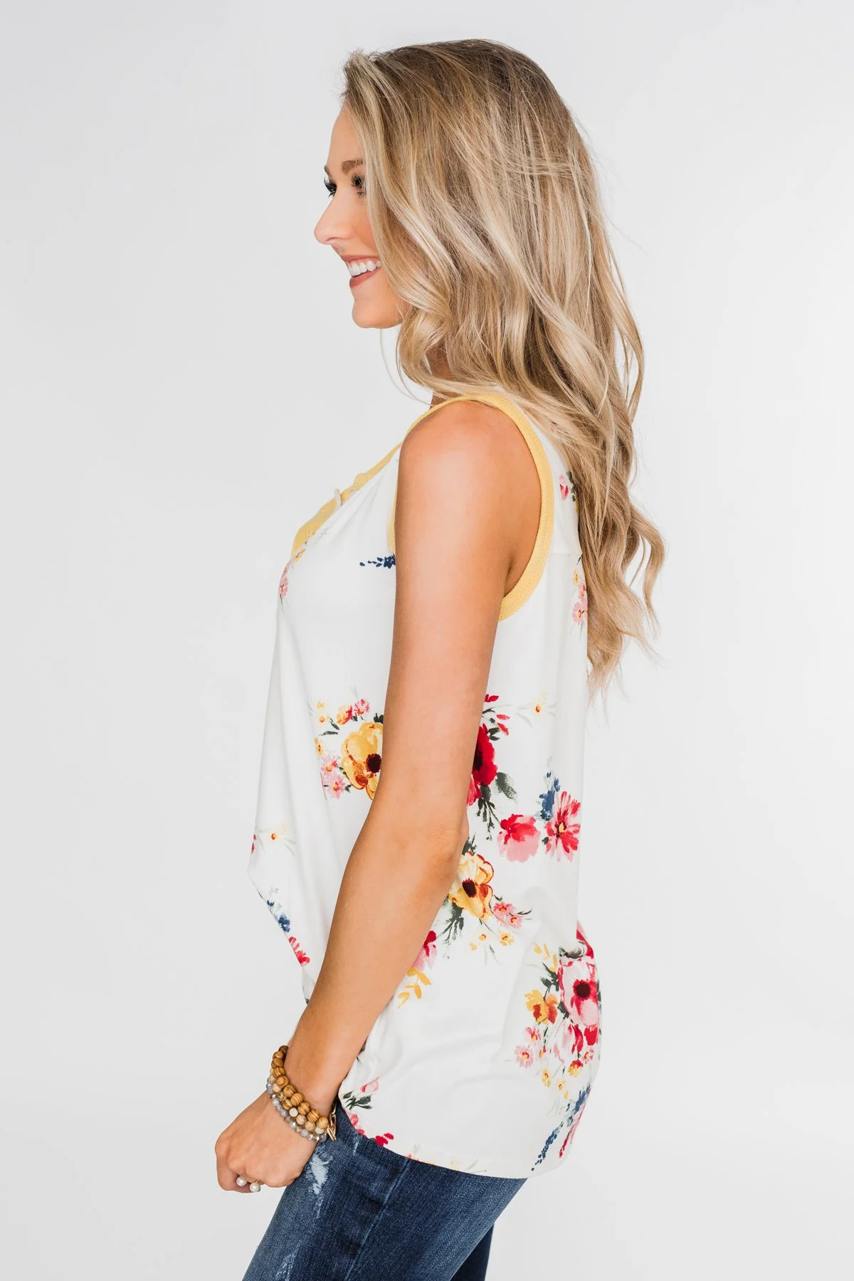 The Life I'm Living Floral Tank Top- Yellow - Image 8