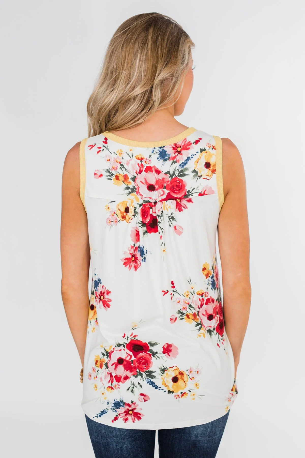 The Life I'm Living Floral Tank Top- Yellow - Image 9