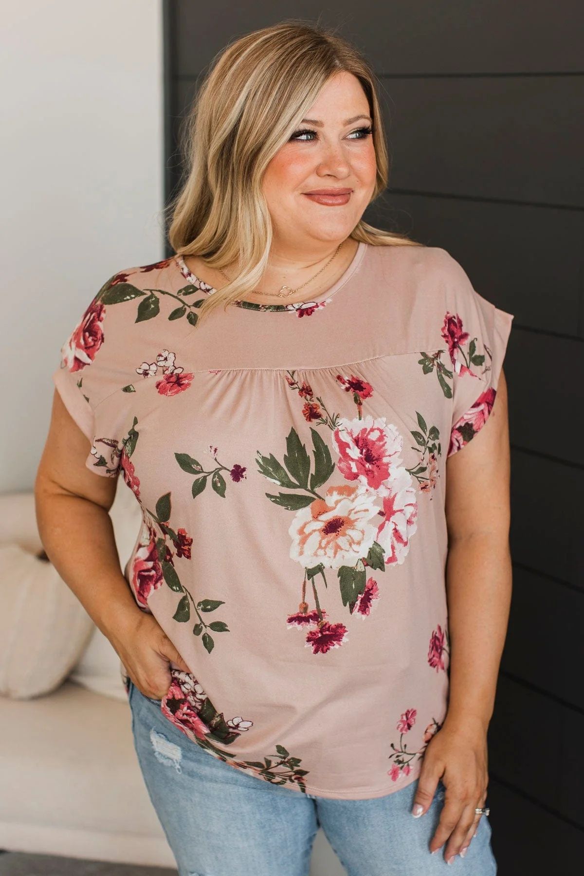 The Moment You Smiled Floral Top- Dusty Pink - Image 3