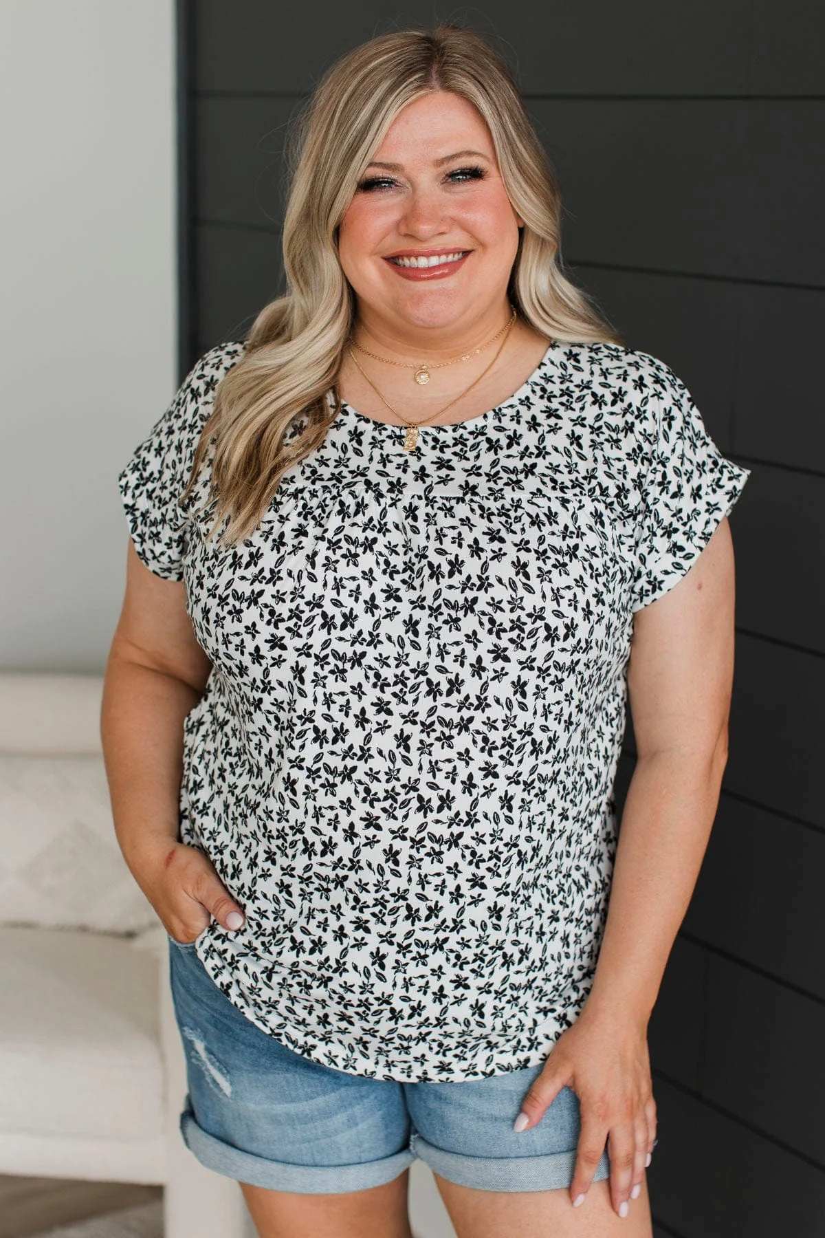 The Moment You Smiled Floral Top- Ivory & Black - Image 3