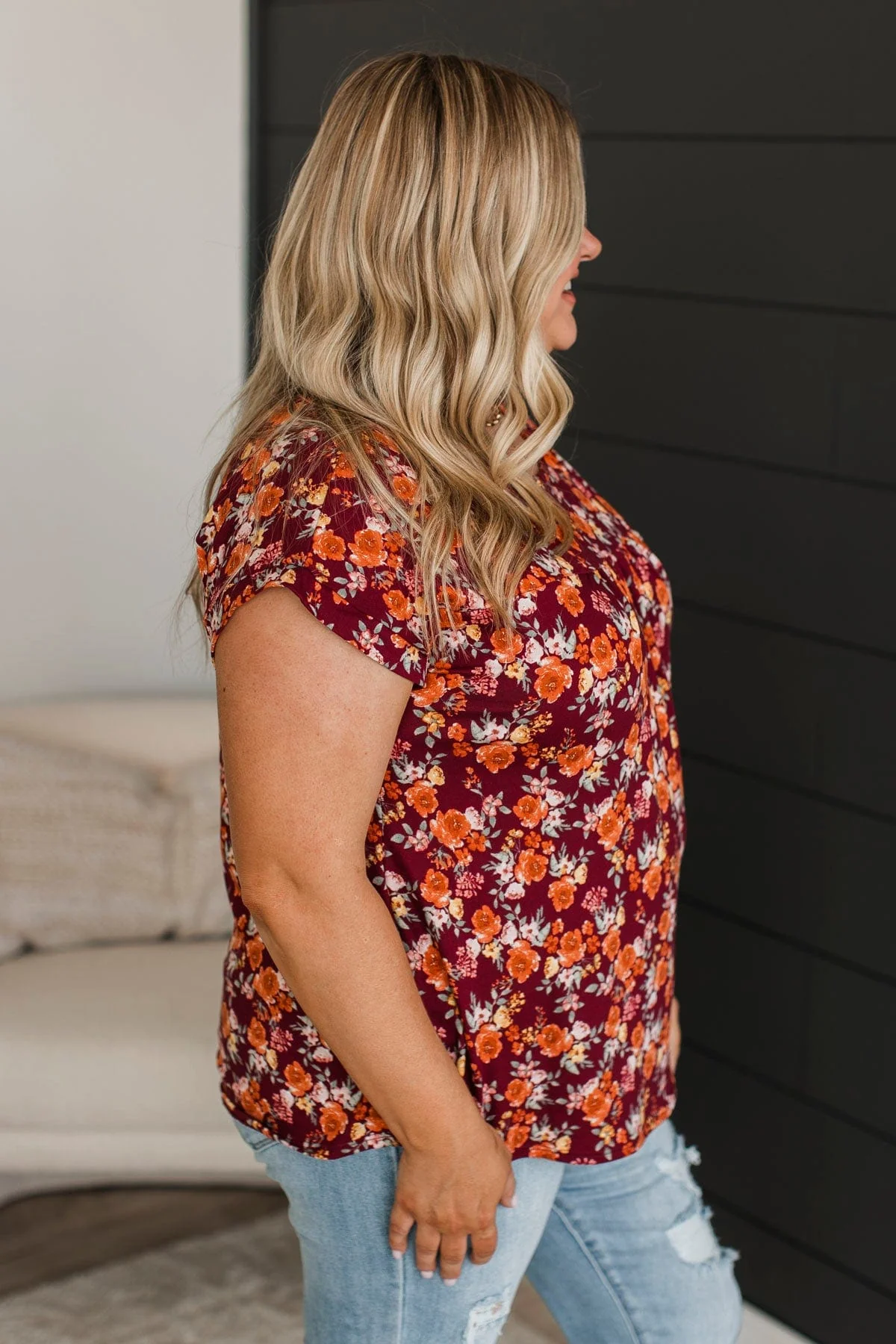 The Moment You Smiled Floral Top- Rust & Burgundy - Image 4