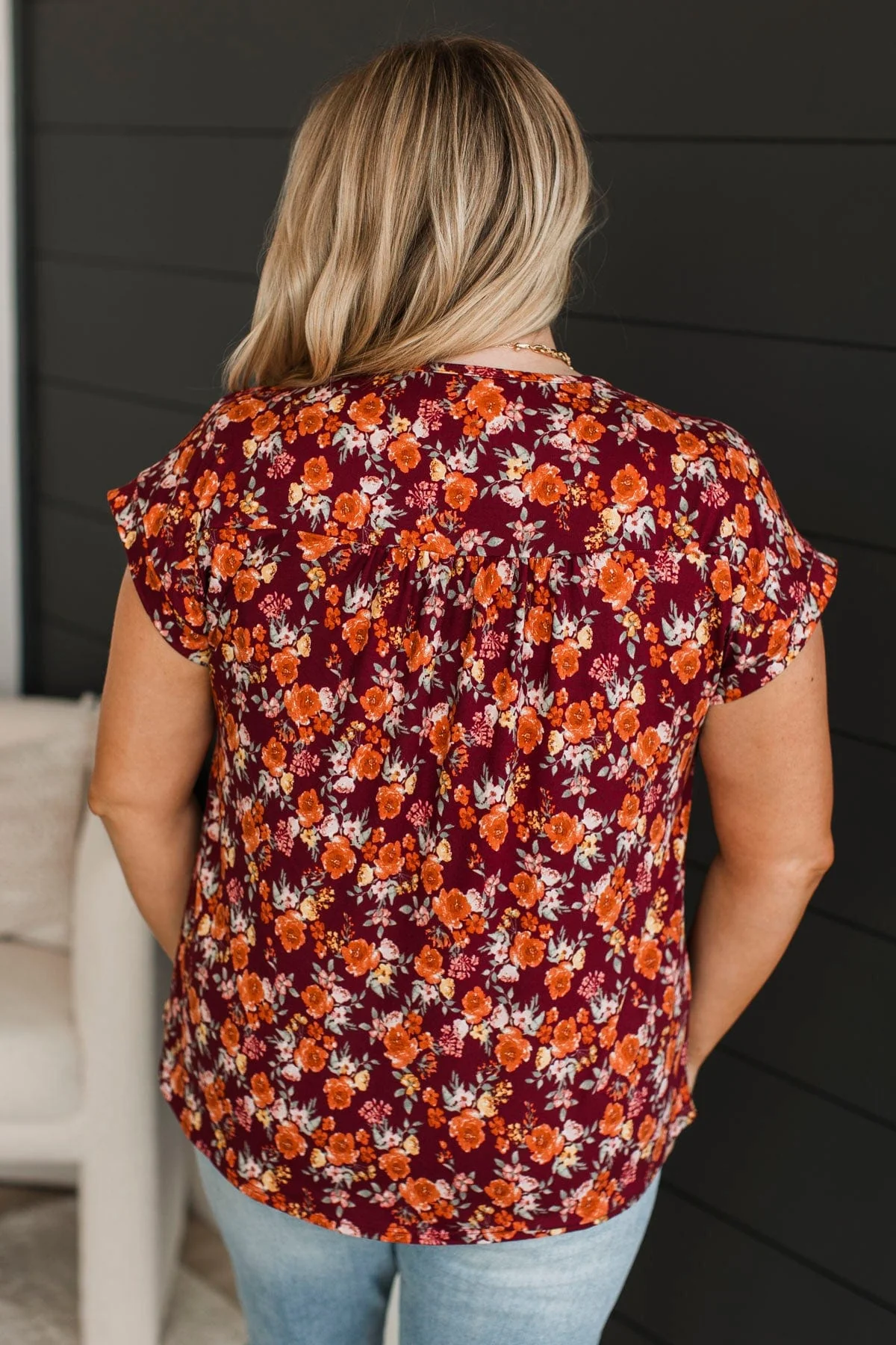The Moment You Smiled Floral Top- Rust & Burgundy - Image 6