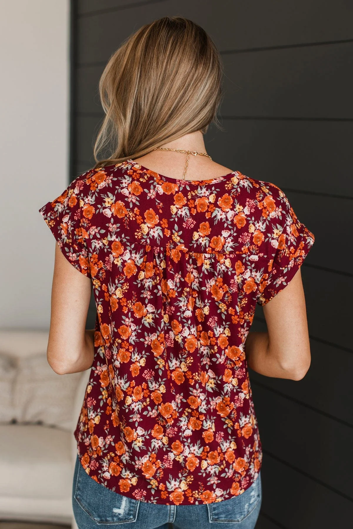 The Moment You Smiled Floral Top- Rust & Burgundy - Image 7