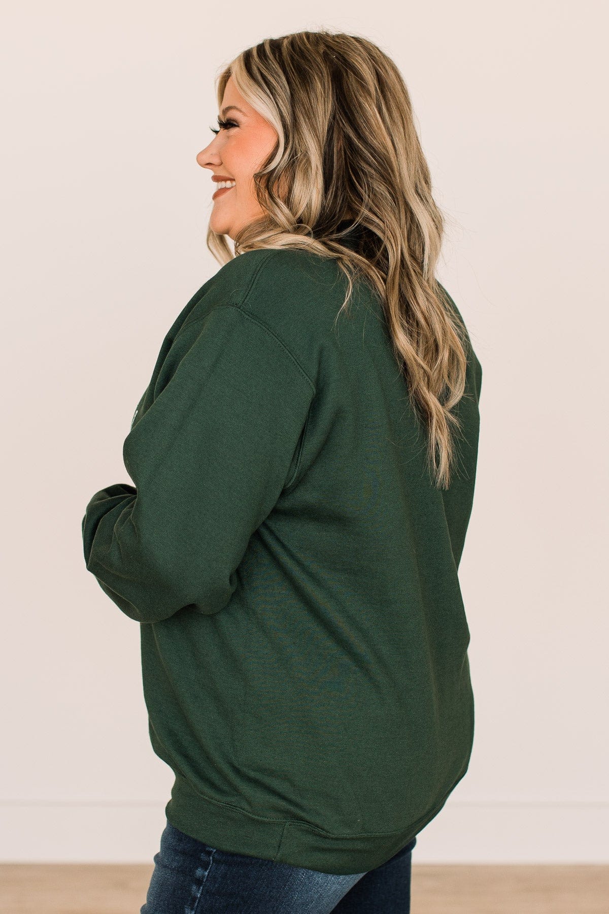 "The Naughty List" Crew Neck Pullover- Forest Green - Image 5