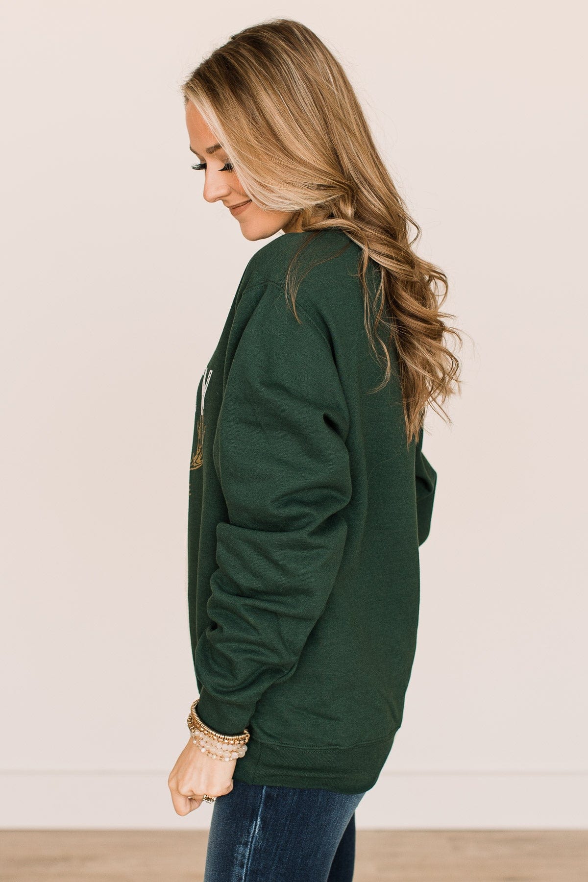 "The Naughty List" Crew Neck Pullover- Forest Green - Image 6