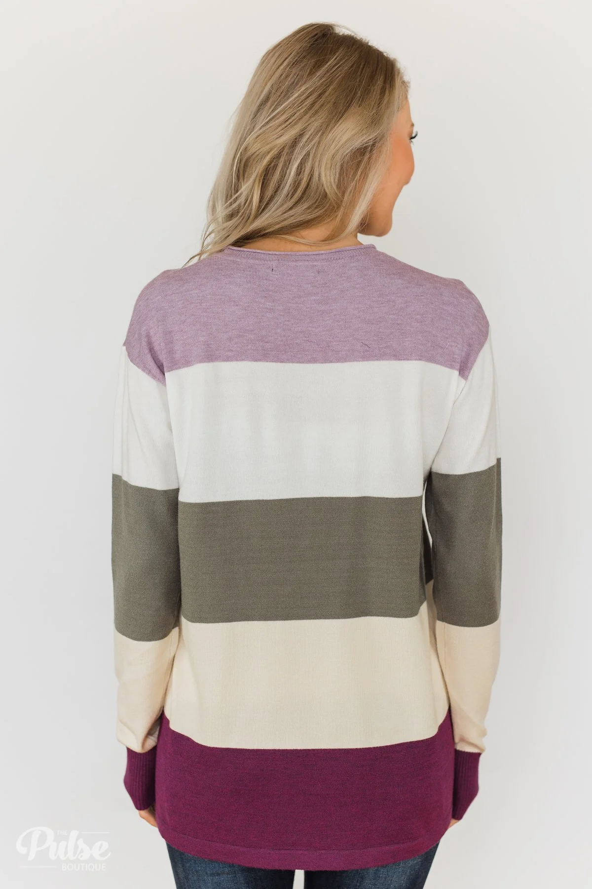 The Next Step Color Block Sweater- Purple, Ivory, Sage - Image 8
