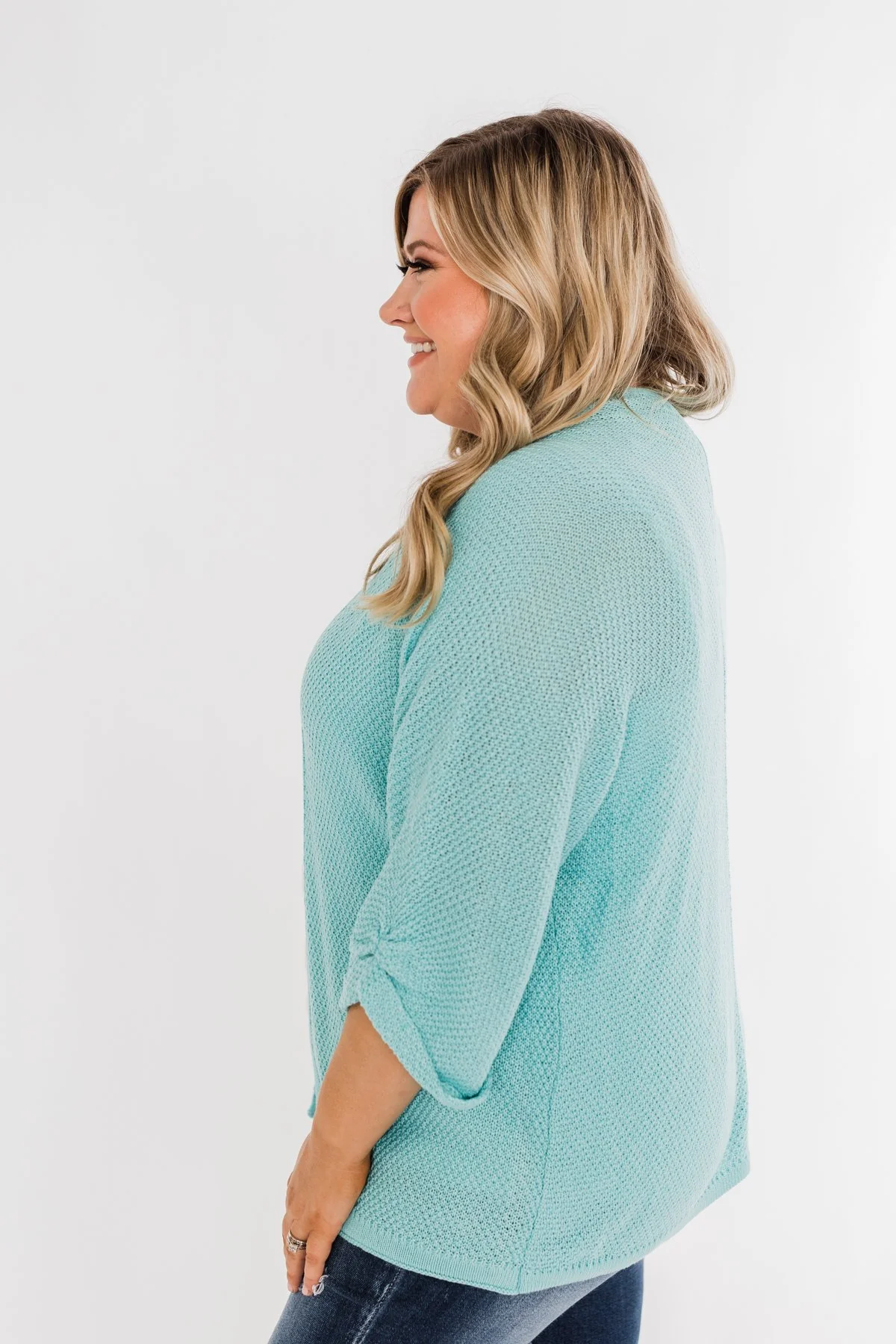 The Perfect Knit Cardigan- Aqua Blue - Image 10