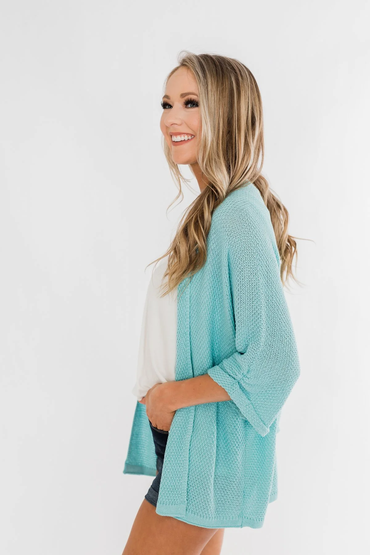 The Perfect Knit Cardigan- Aqua Blue - Image 11