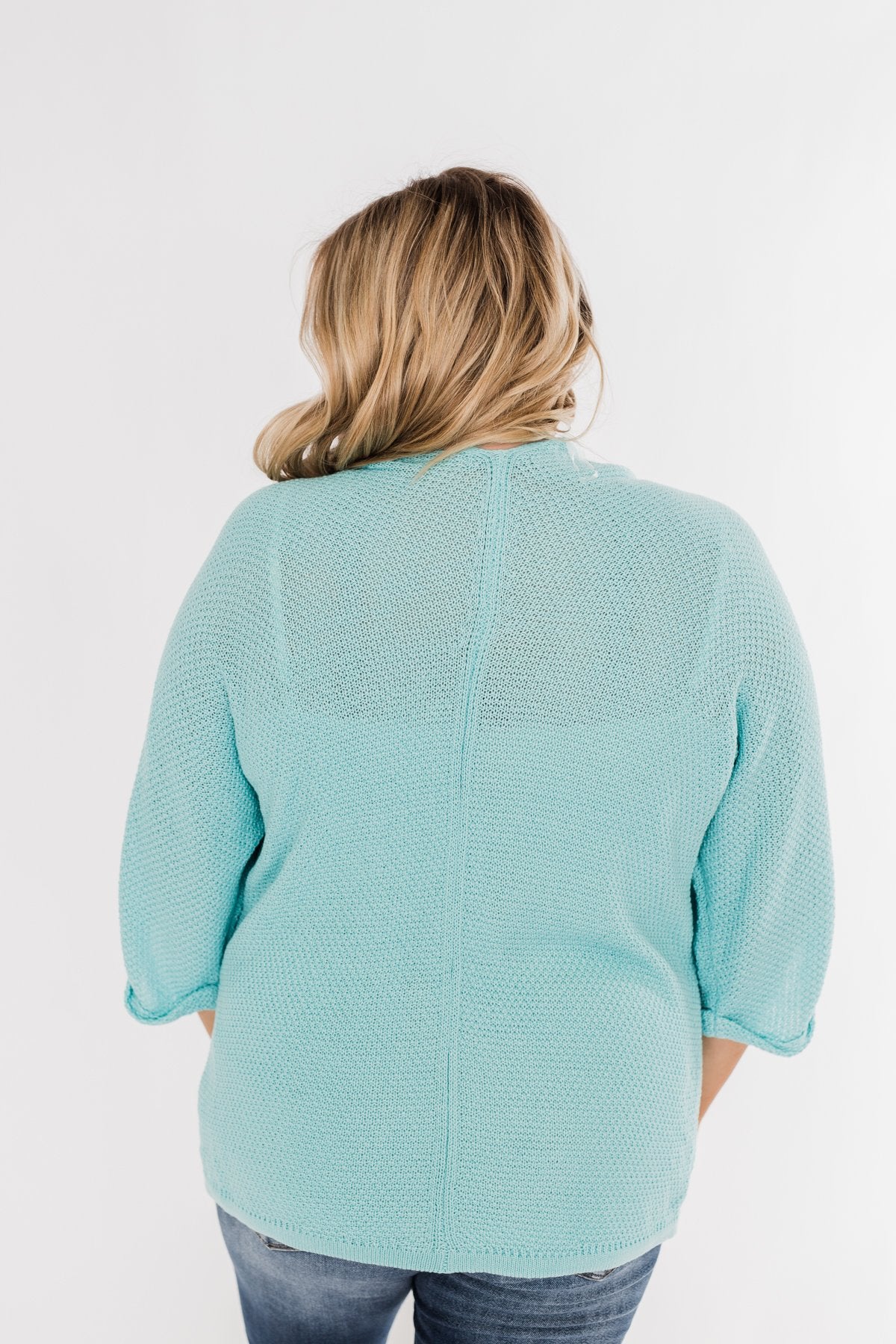 The Perfect Knit Cardigan- Aqua Blue - Image 12