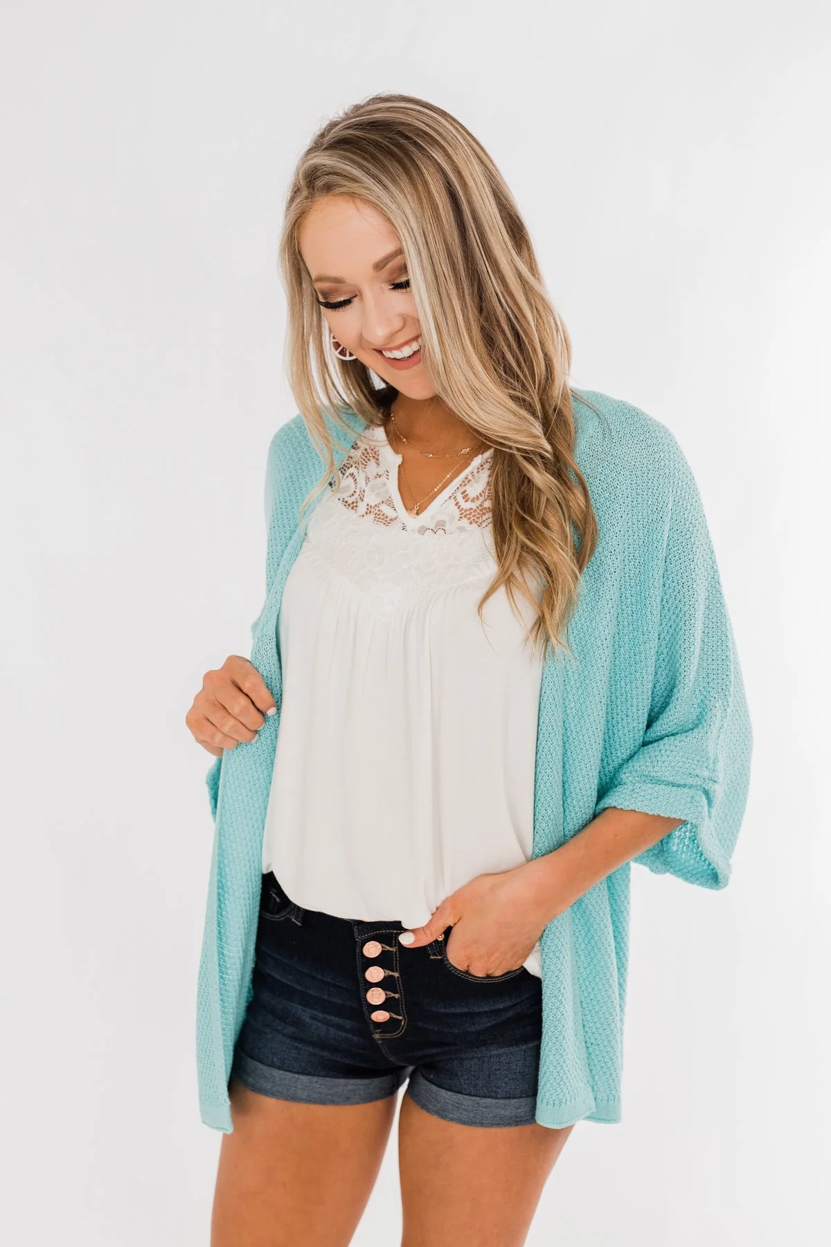The Perfect Knit Cardigan- Aqua Blue - Image 9