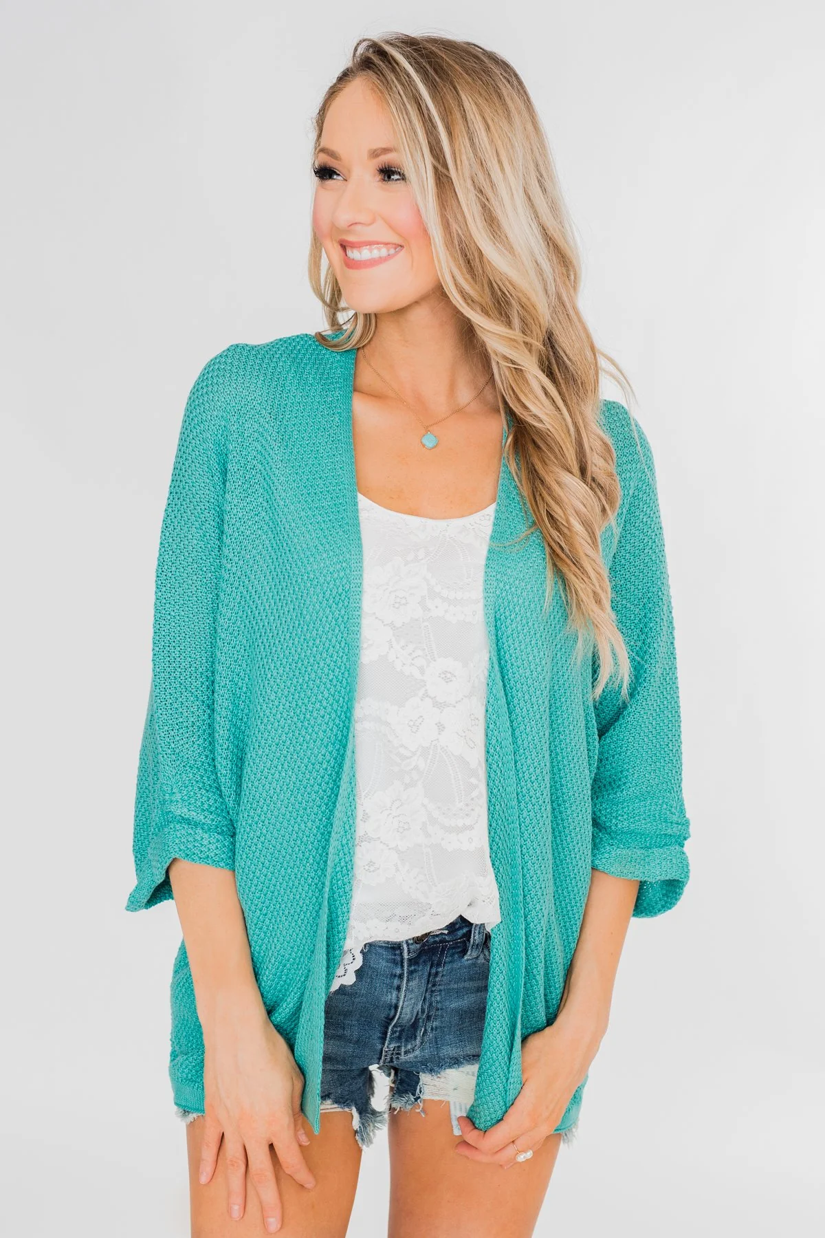 The Perfect Knit Cardigan- Deep Aqua - Image 5