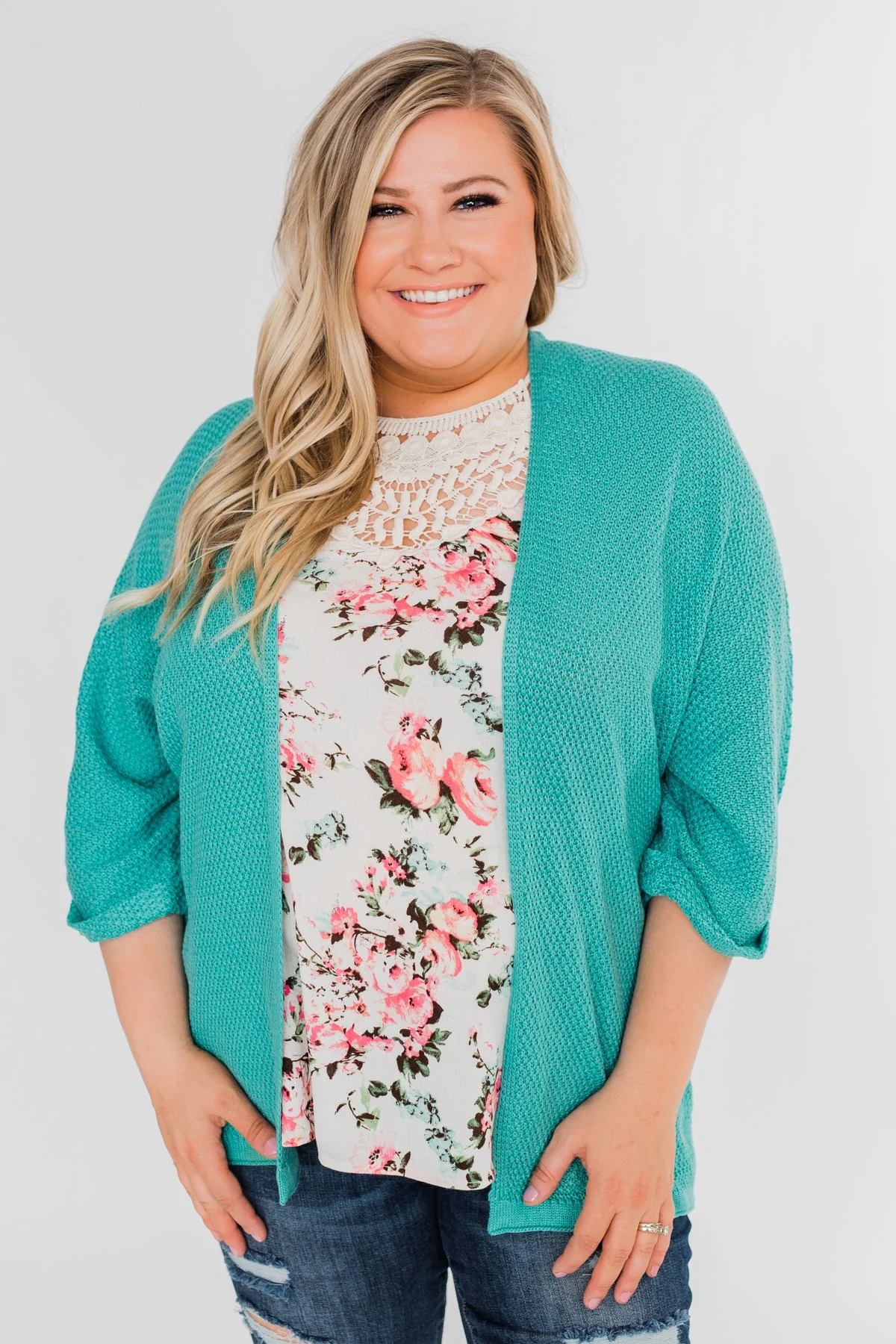 The Perfect Knit Cardigan- Deep Aqua - Image 6