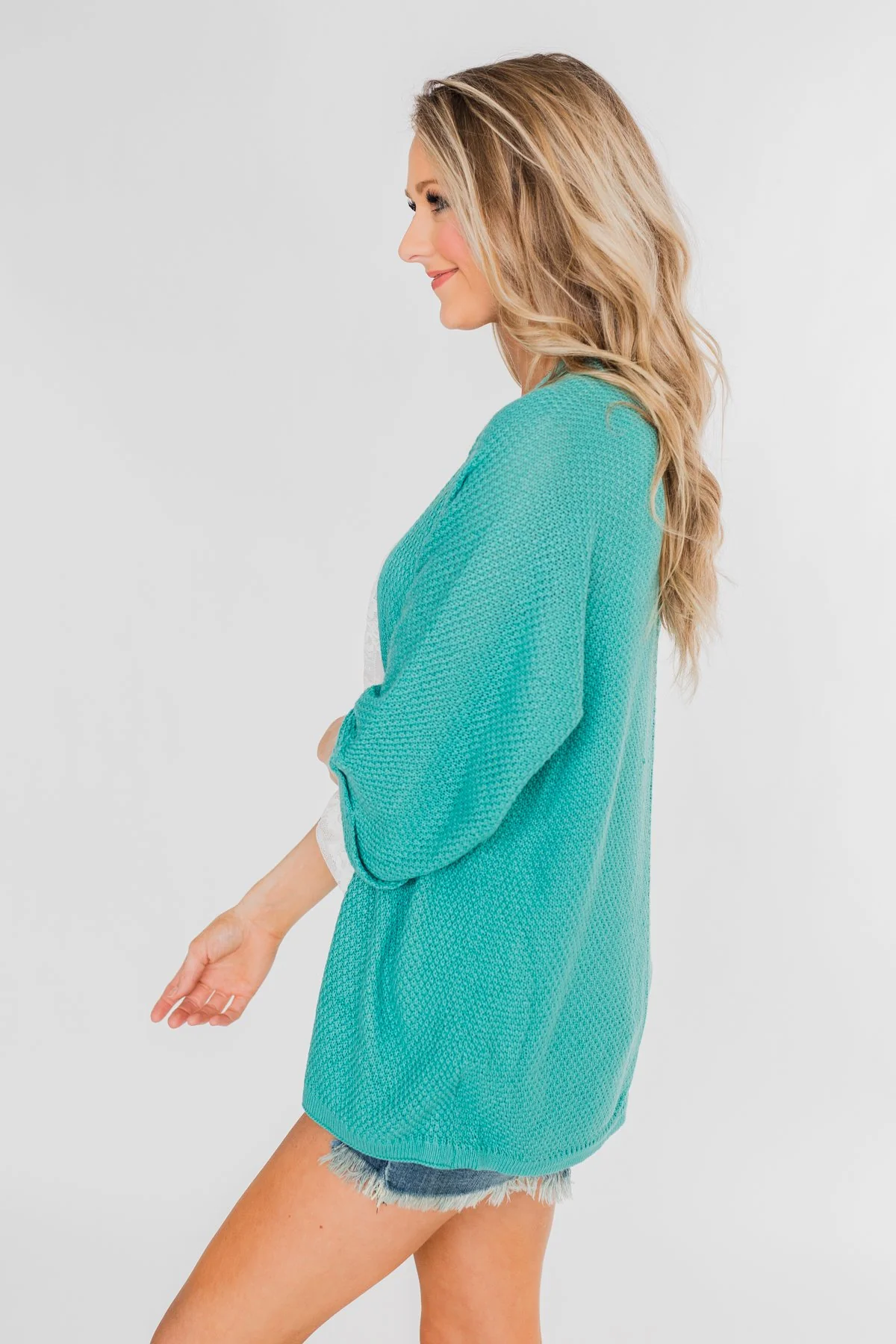 The Perfect Knit Cardigan- Deep Aqua - Image 7