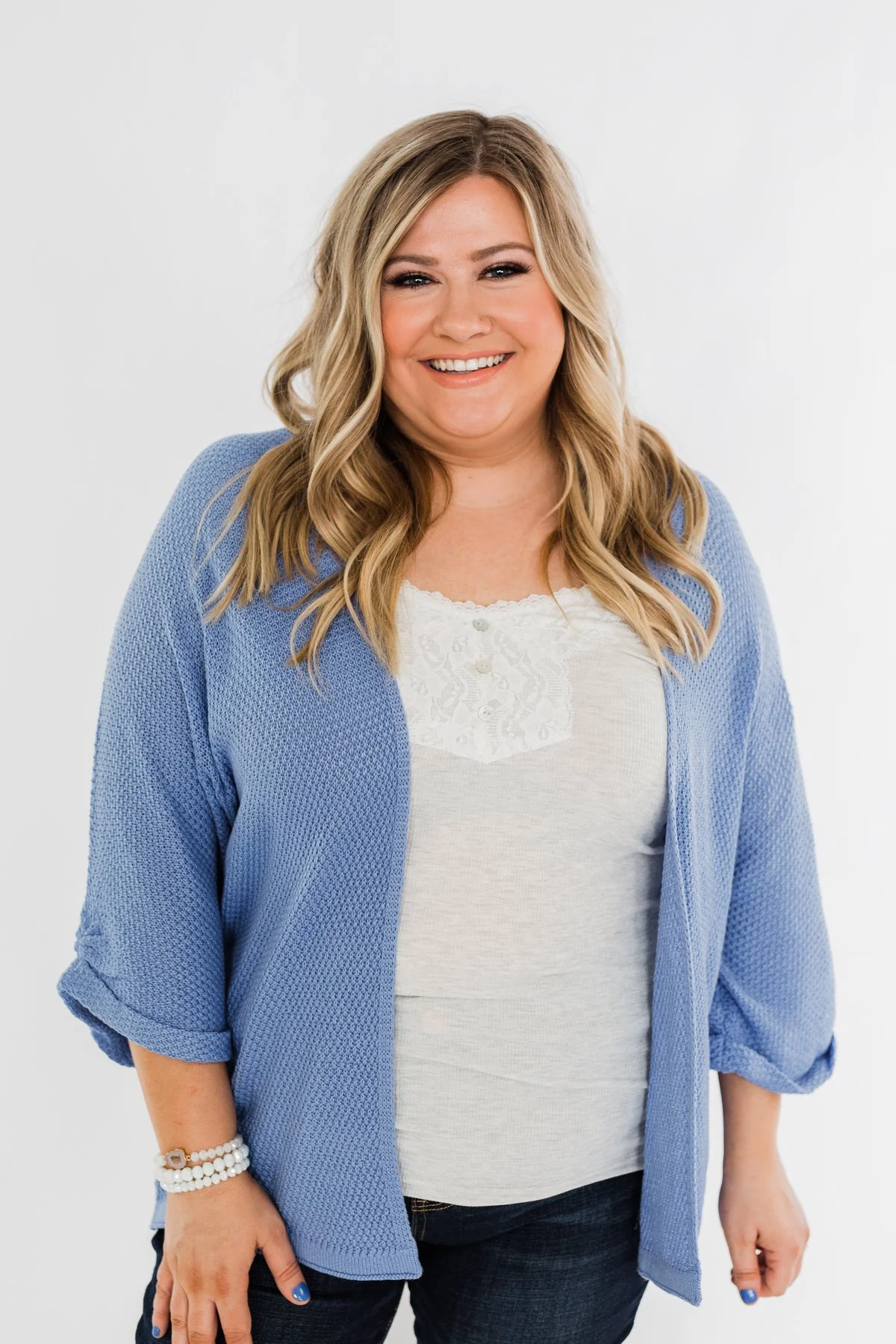 The Perfect Knit Cardigan- Periwinkle - Image 2