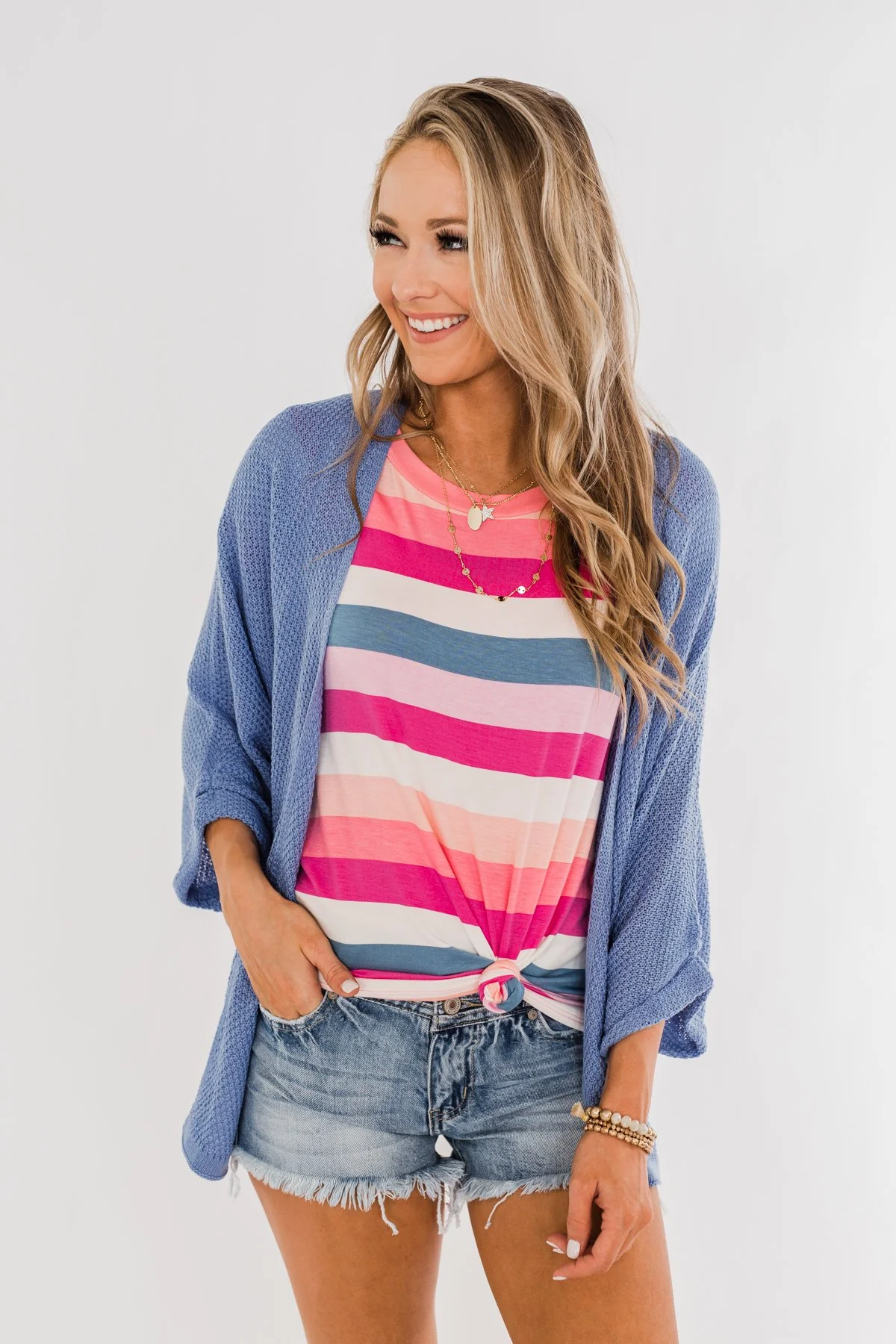 The Perfect Knit Cardigan- Periwinkle - Image 4