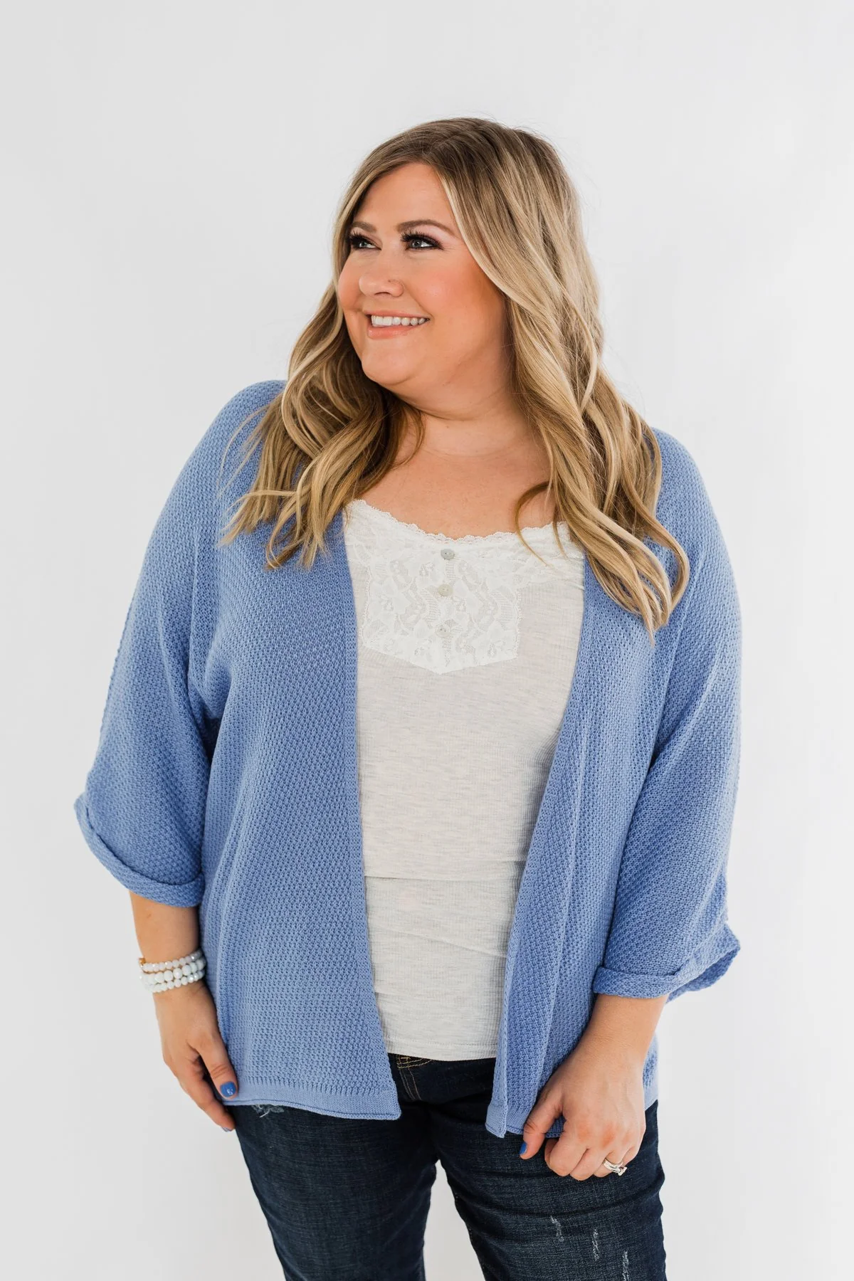 The Perfect Knit Cardigan- Periwinkle - Image 5