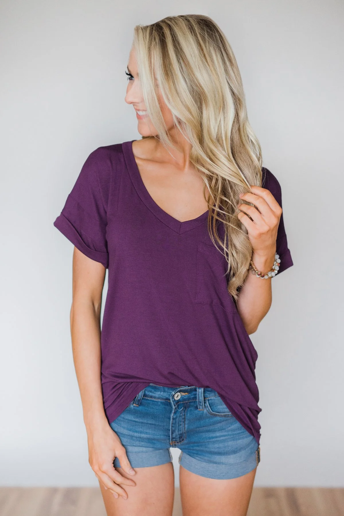 The Perfect Pocket Tee - Eggplant - Image 3