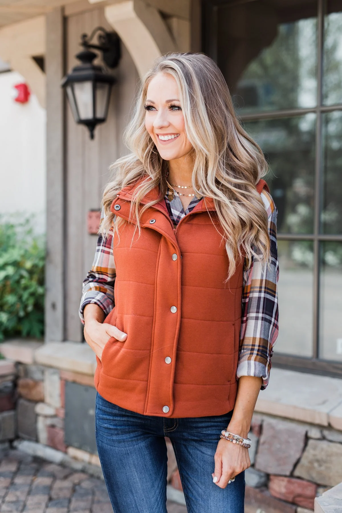 The Perfect Puffer Vest- Burnt Orange - Image 2