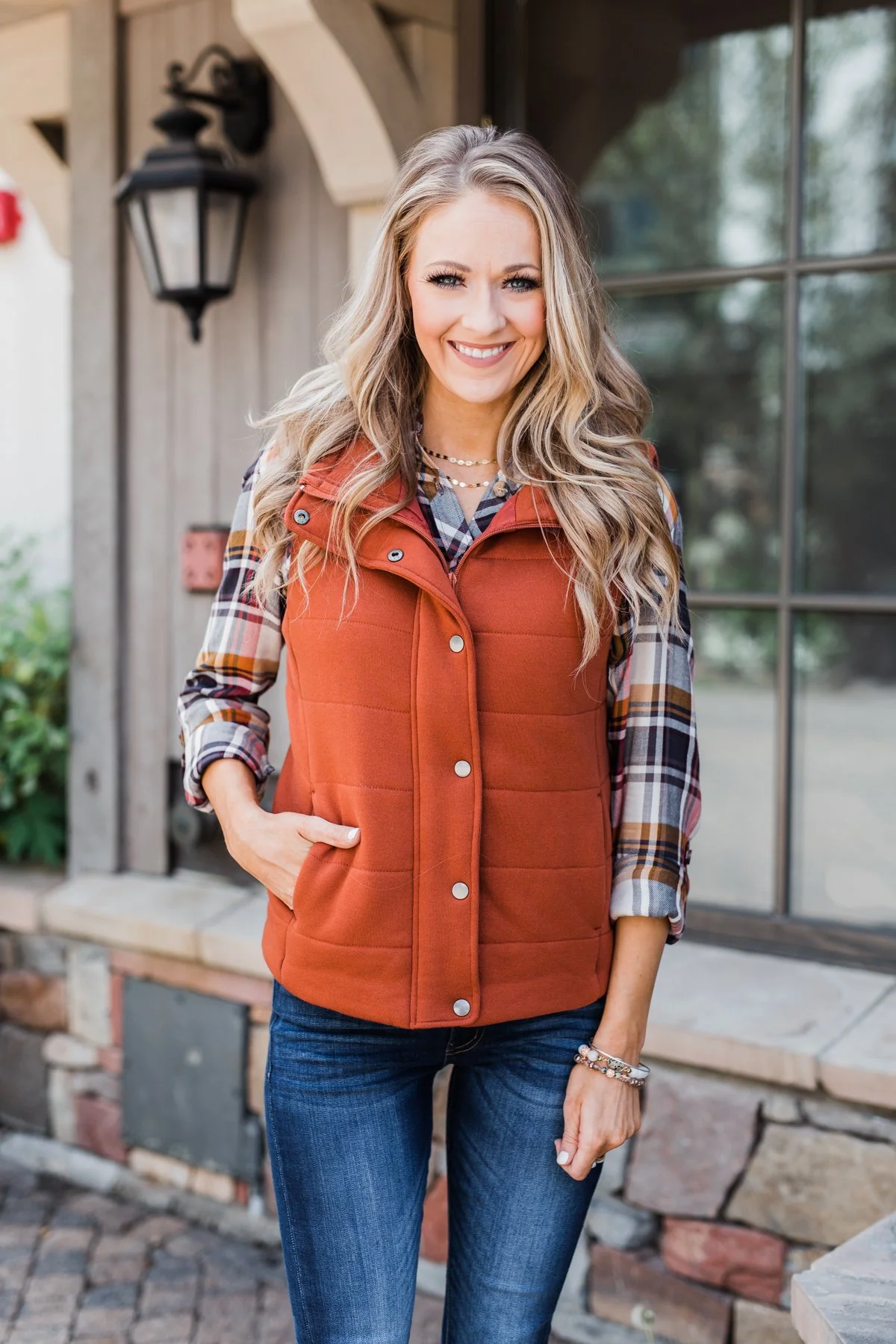The Perfect Puffer Vest- Burnt Orange - Image 4