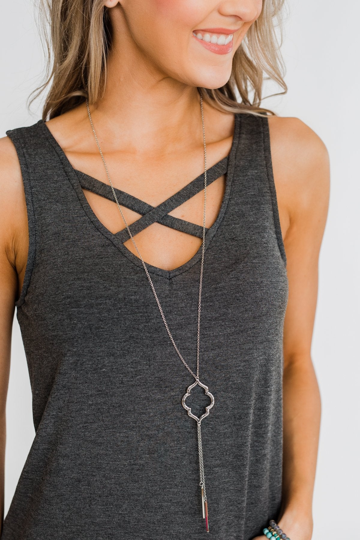 The Perfect Touch Long Necklace- Silver - Image 2