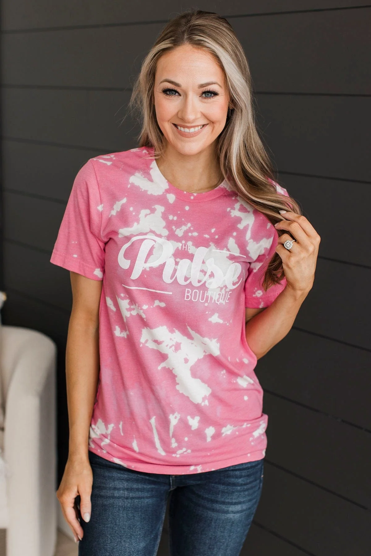 The Pulse Boutique Bleached Graphic Tee- Pink - Image 3