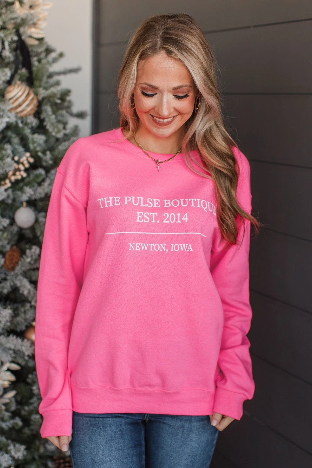 The Pulse Boutique Crew Neck- Neon Pink