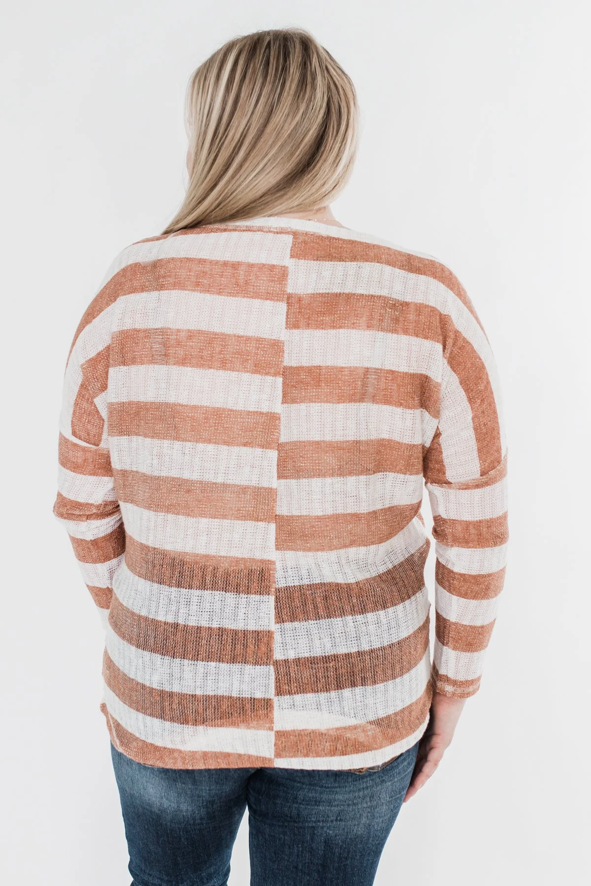 The Right Direction Striped Knitted Top- Light Rust - Image 8