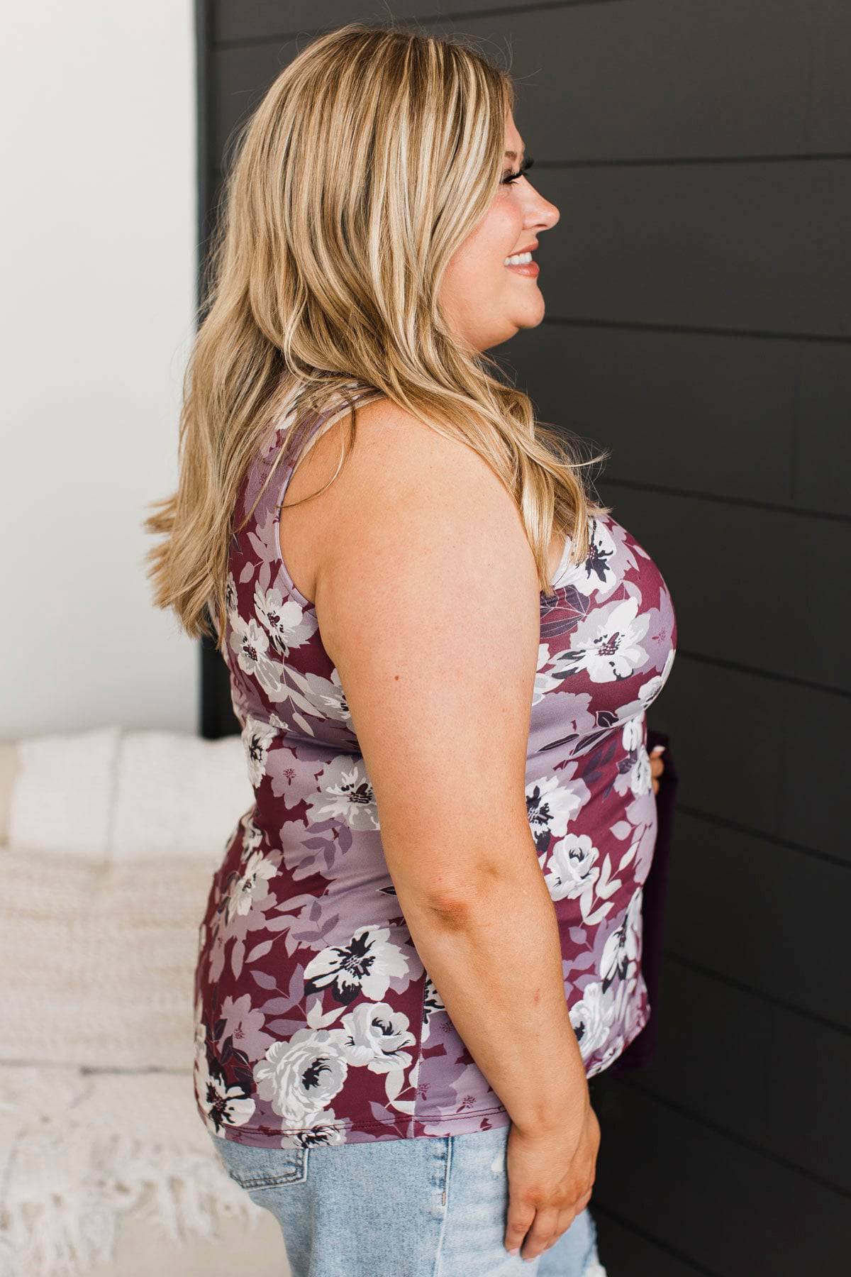 The Right Path Floral Tank Top- Maroon & Dusty Purple - Image 5