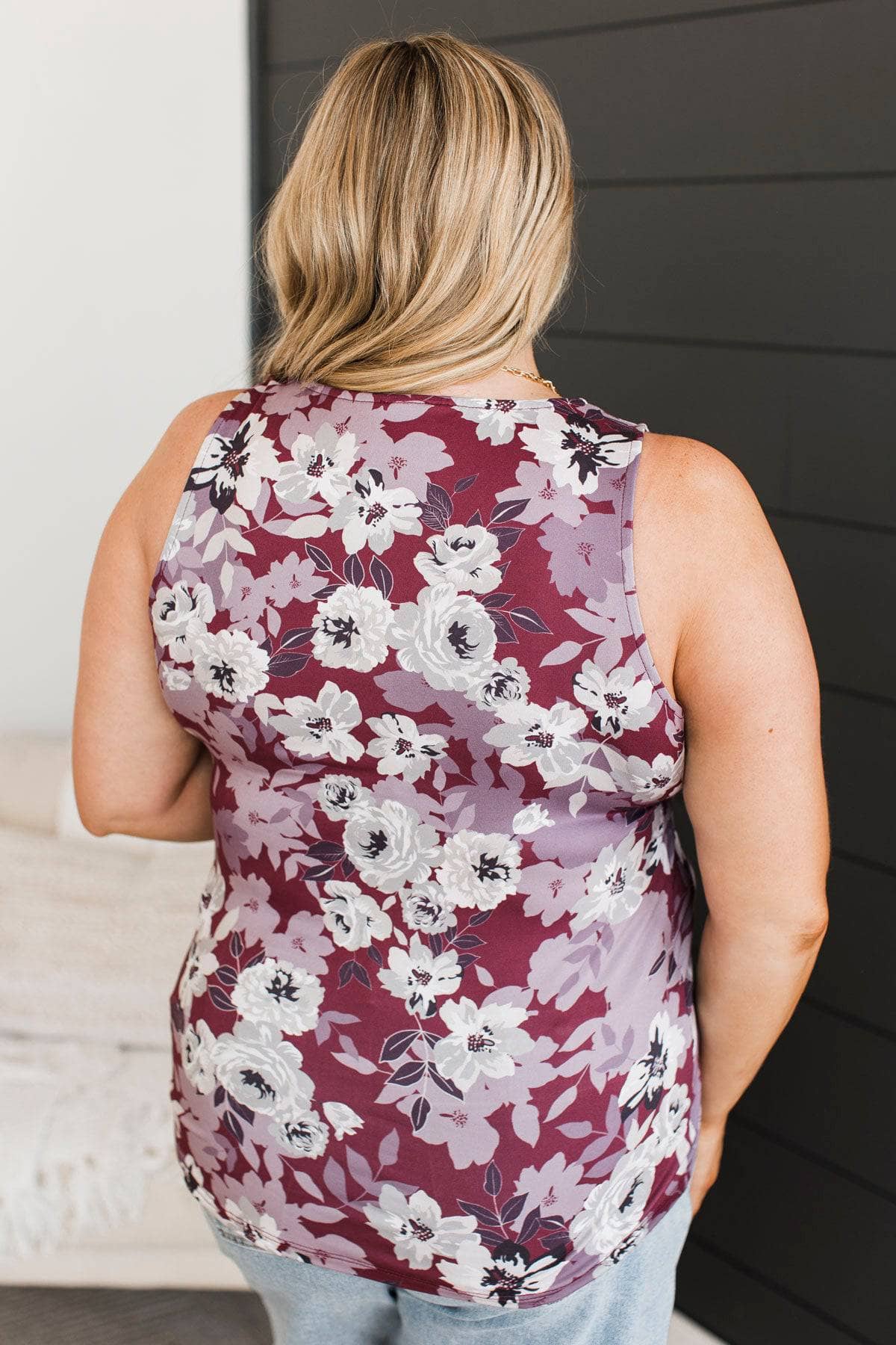The Right Path Floral Tank Top- Maroon & Dusty Purple - Image 7
