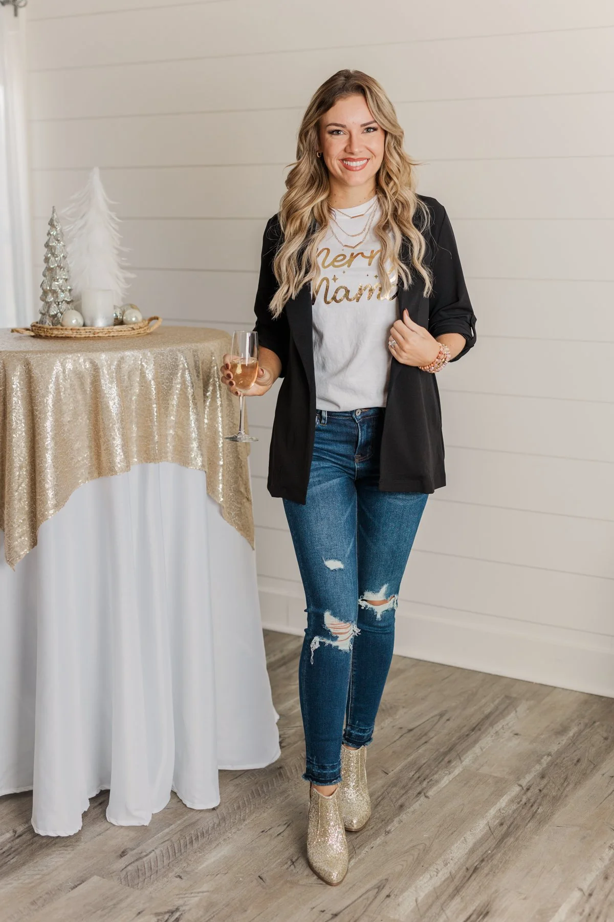 The Sky Is The Limit Long Sleeve Blazer- Black - Image 5