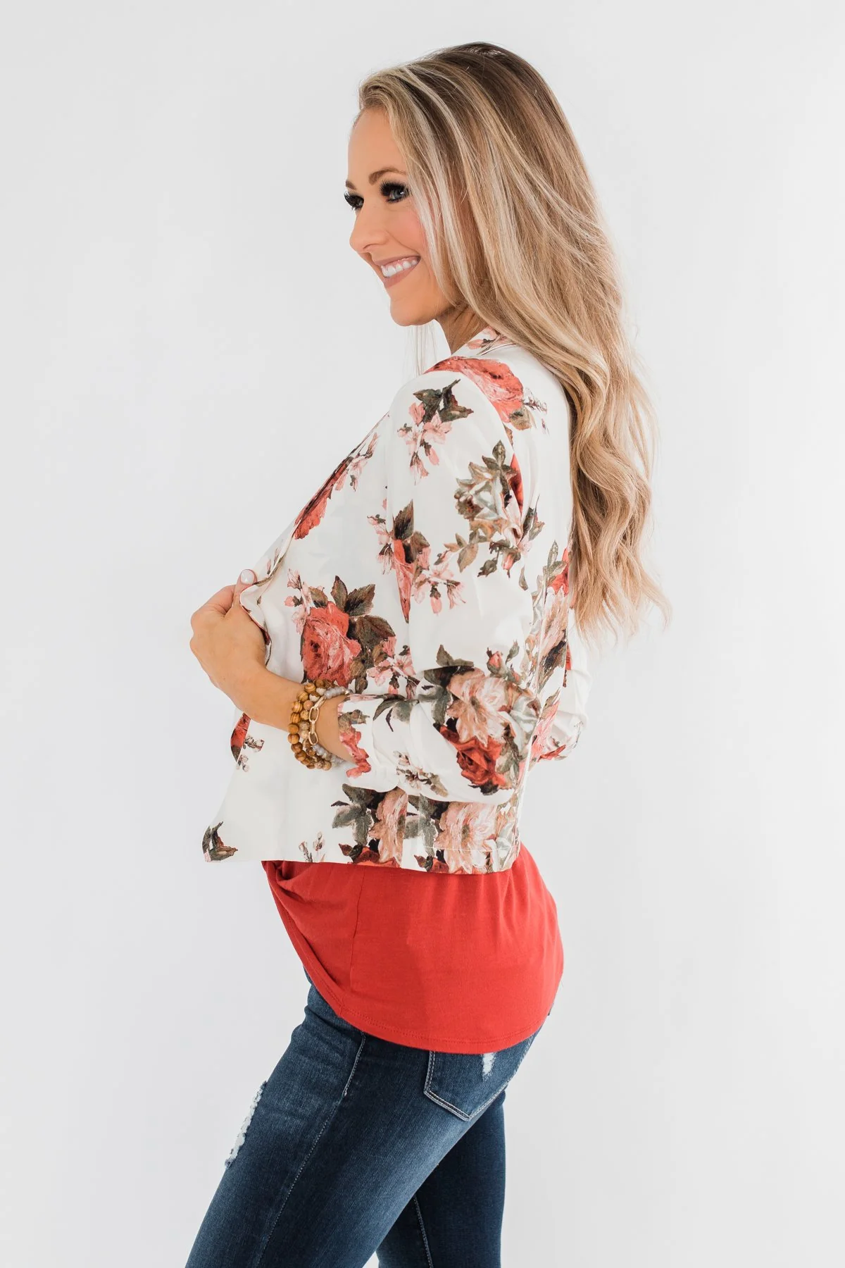 The Story Of Us Floral Blazer- Ivory - Image 6