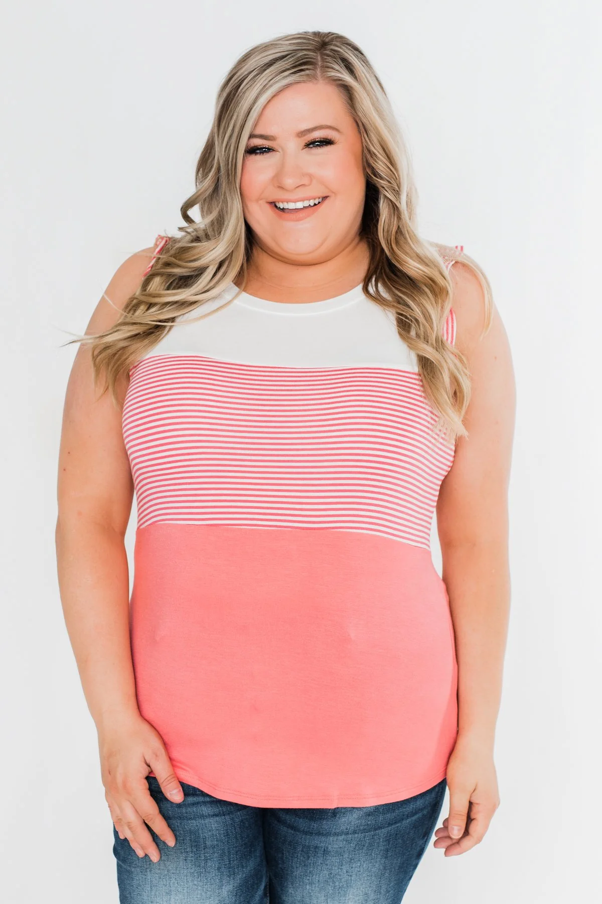 The Sweetest Thing Color Block Tank Top- Coral - Image 5
