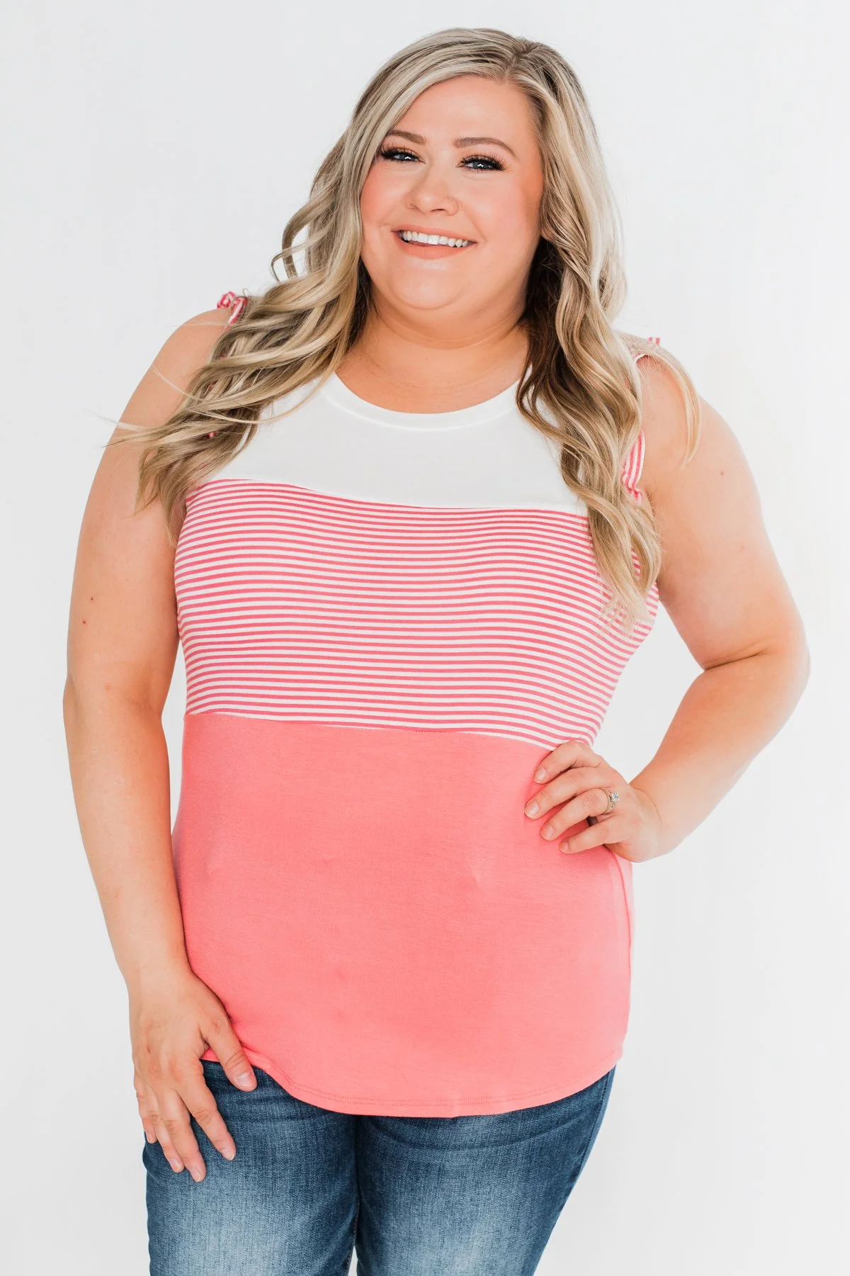 The Sweetest Thing Color Block Tank Top- Coral - Image 6