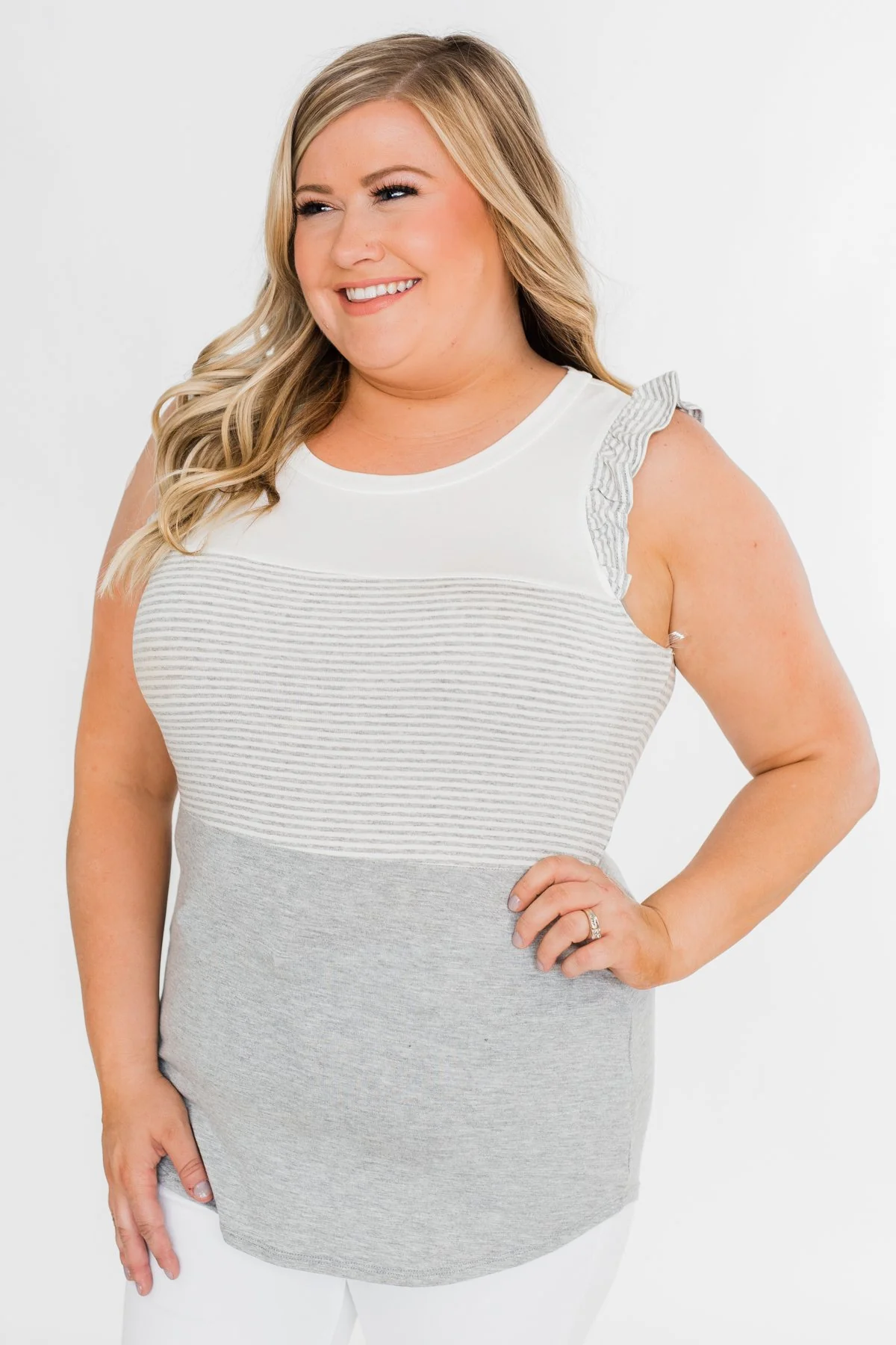 The Sweetest Thing Color Block Tank Top- Grey - Image 2