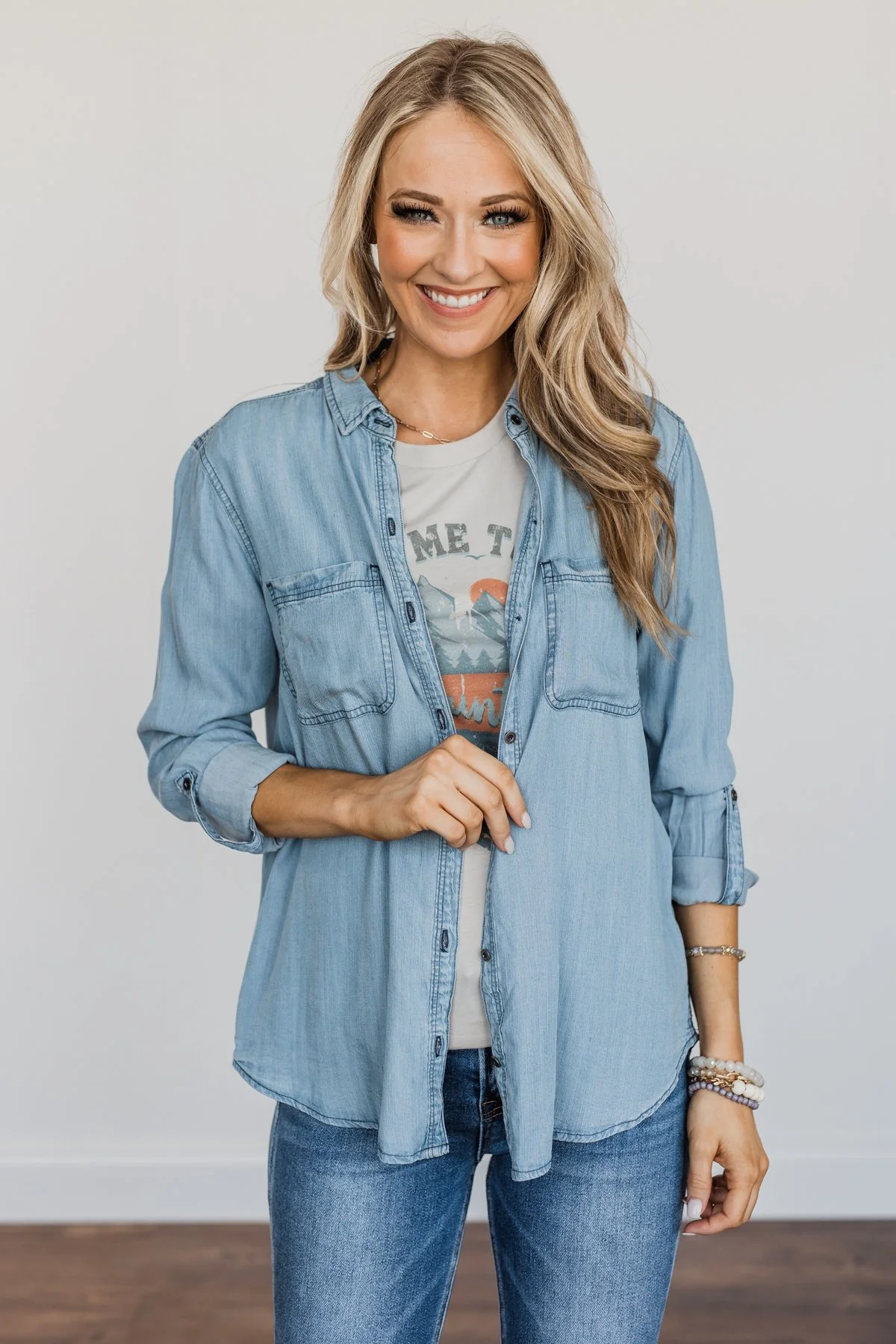 The Ultimate Chambray Top- Light Wash - Image 3