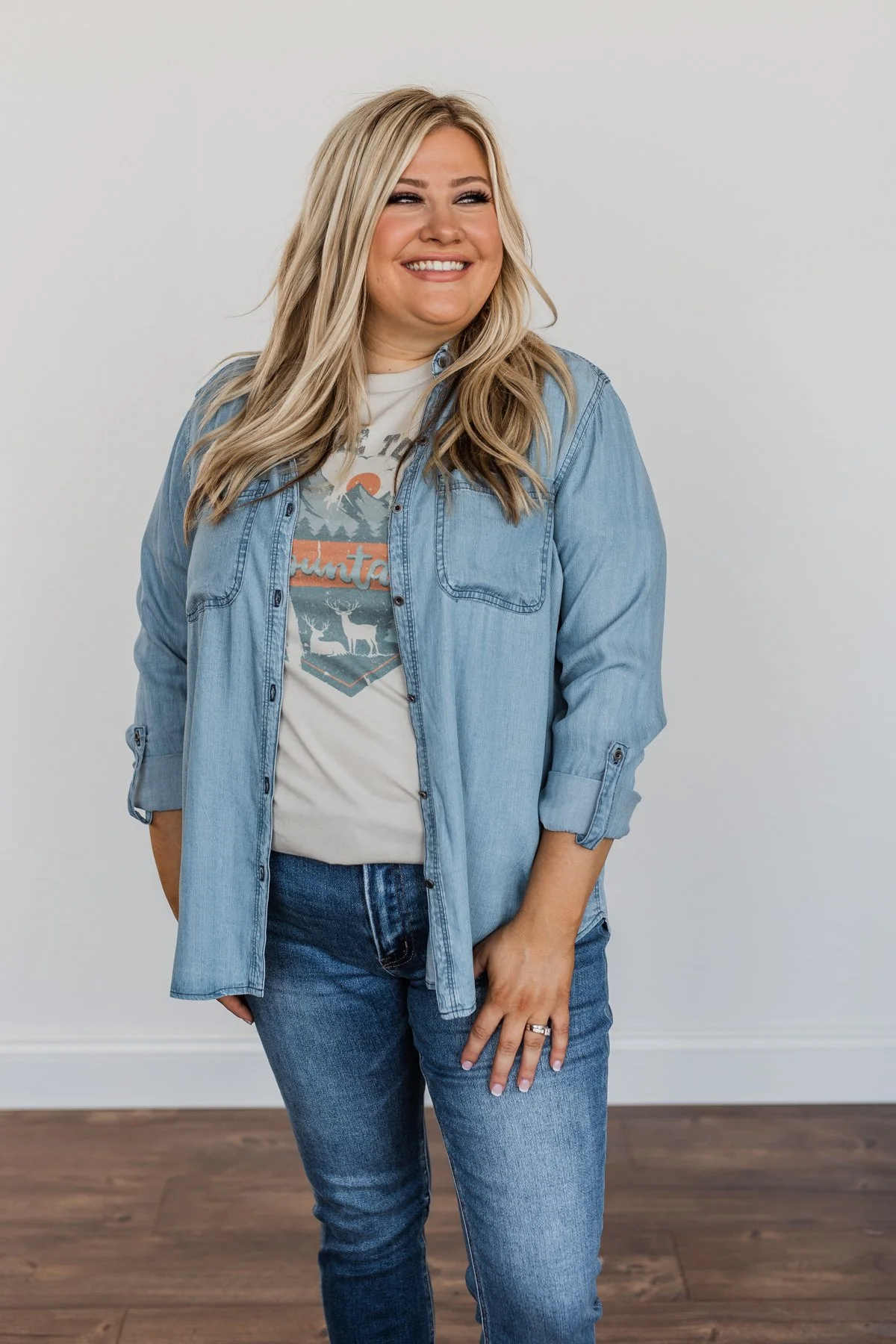 The Ultimate Chambray Top- Light Wash - Image 6