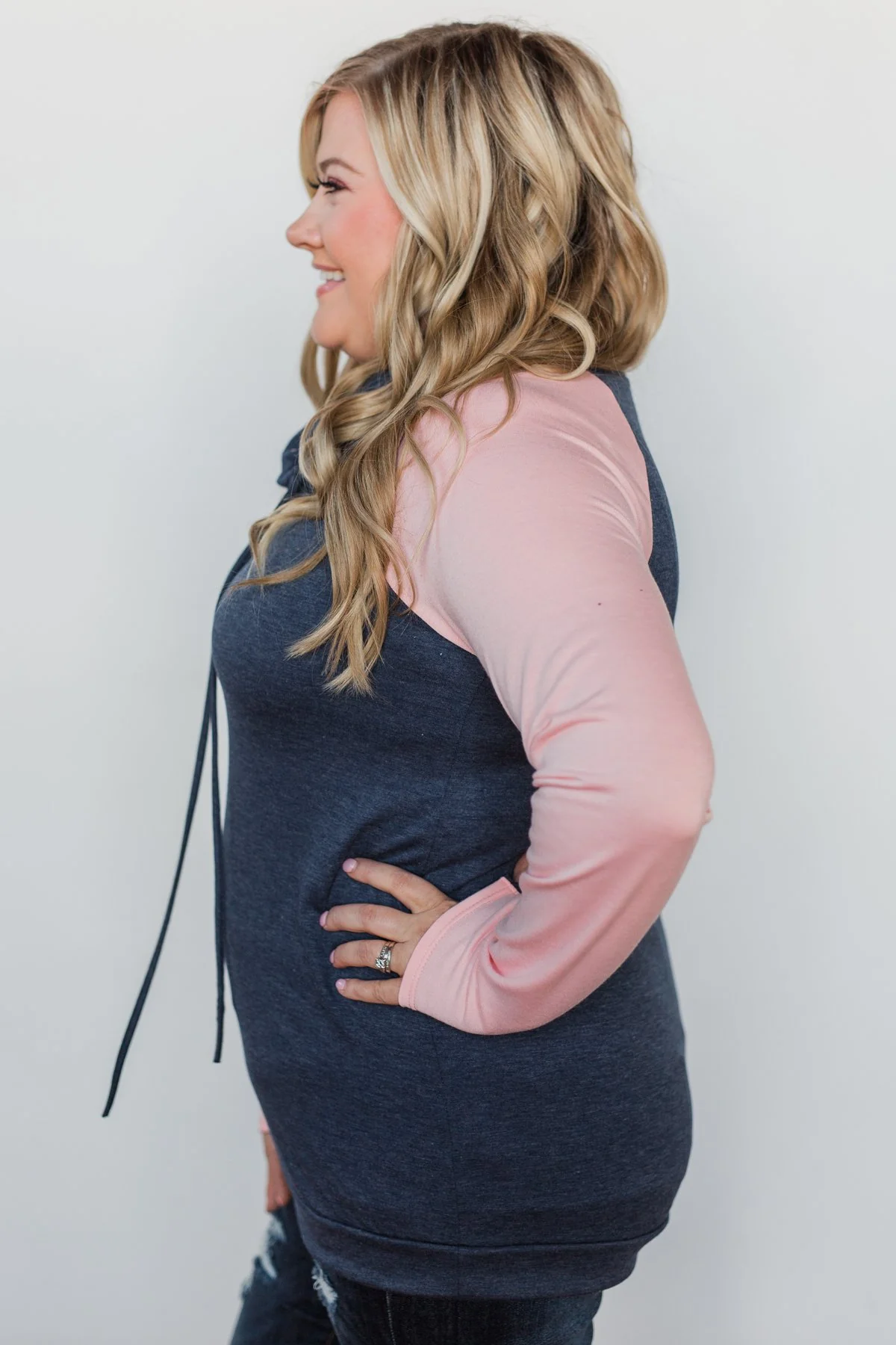 The Ultimate Navy & Blush Cowl Neck Top - Image 13