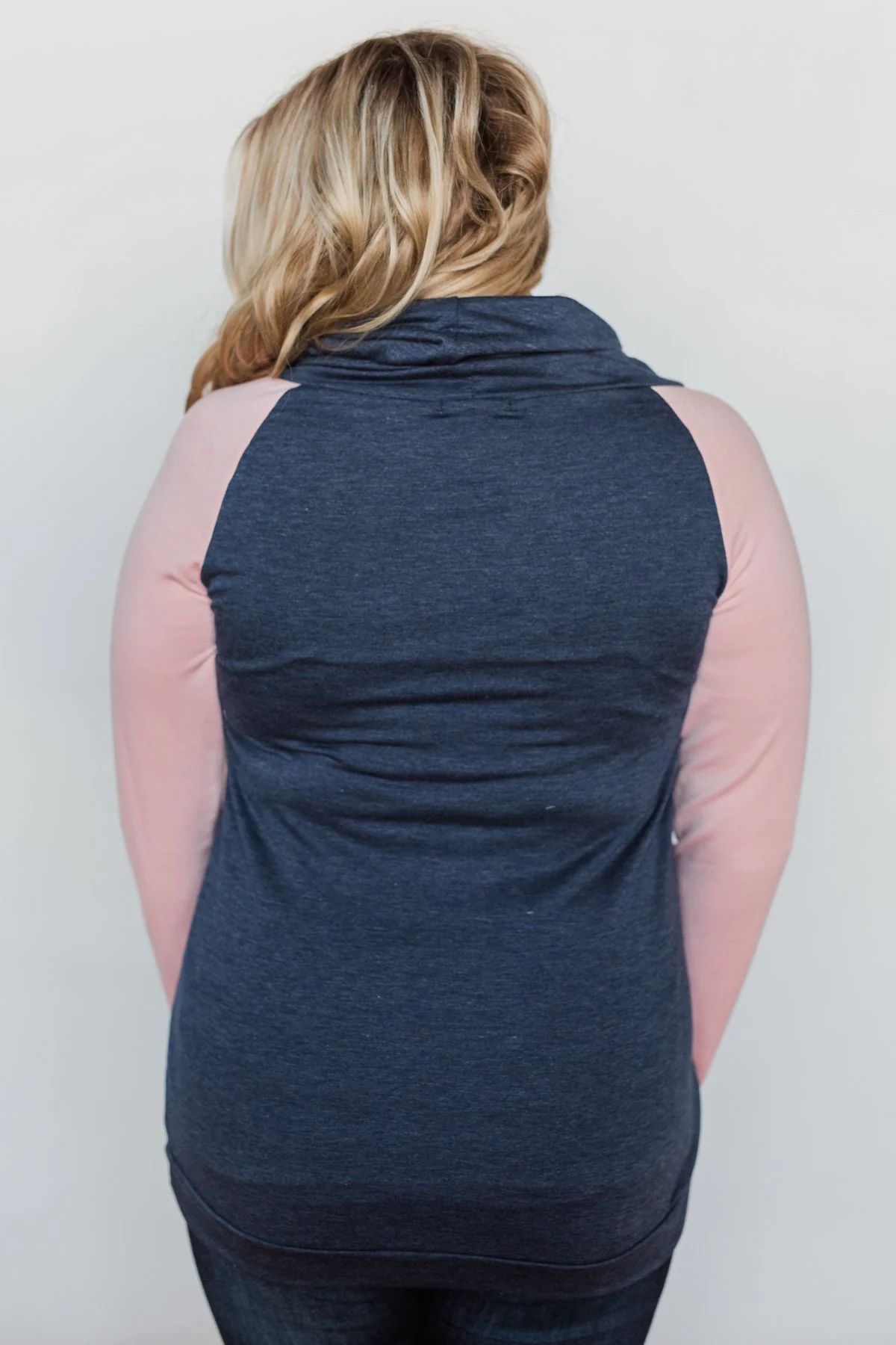 The Ultimate Navy & Blush Cowl Neck Top - Image 14