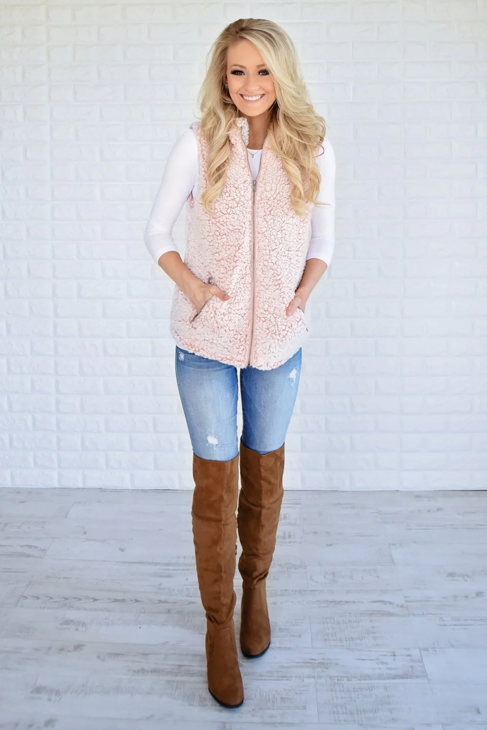 The Ultimate Sherpa Vest ~ Light Pink - Image 2