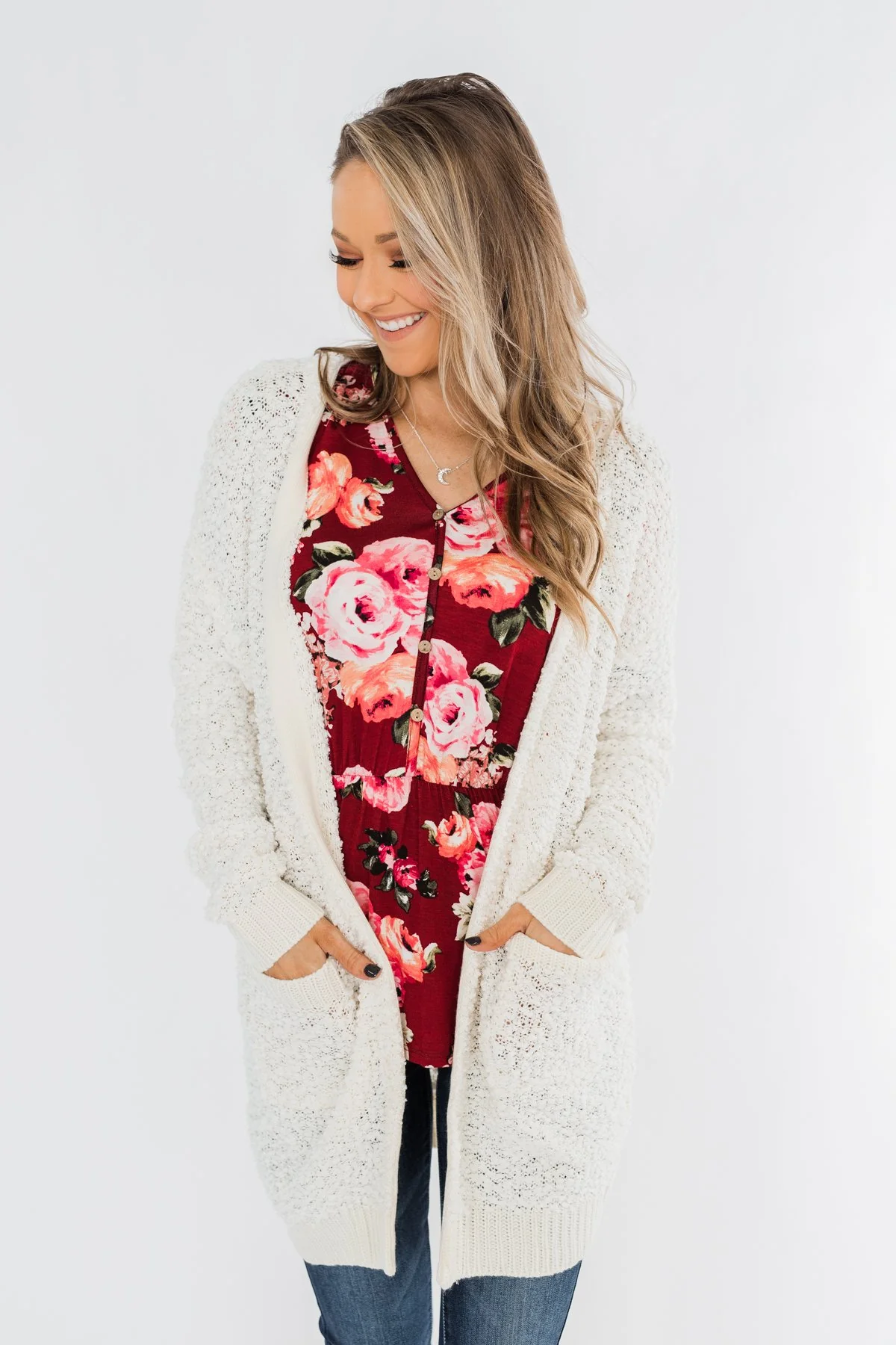 The Way To My Heart Floral Button Top- Burgundy - Image 6