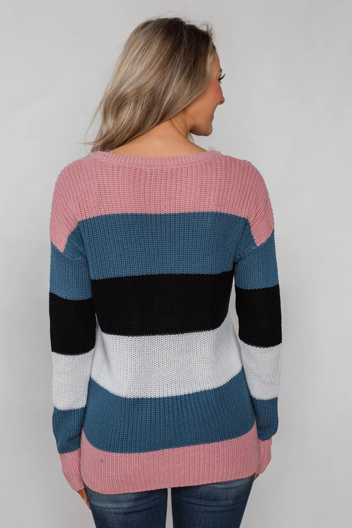 The Way to You Knitted Sweater - Rose, Teal, & Black - Image 10