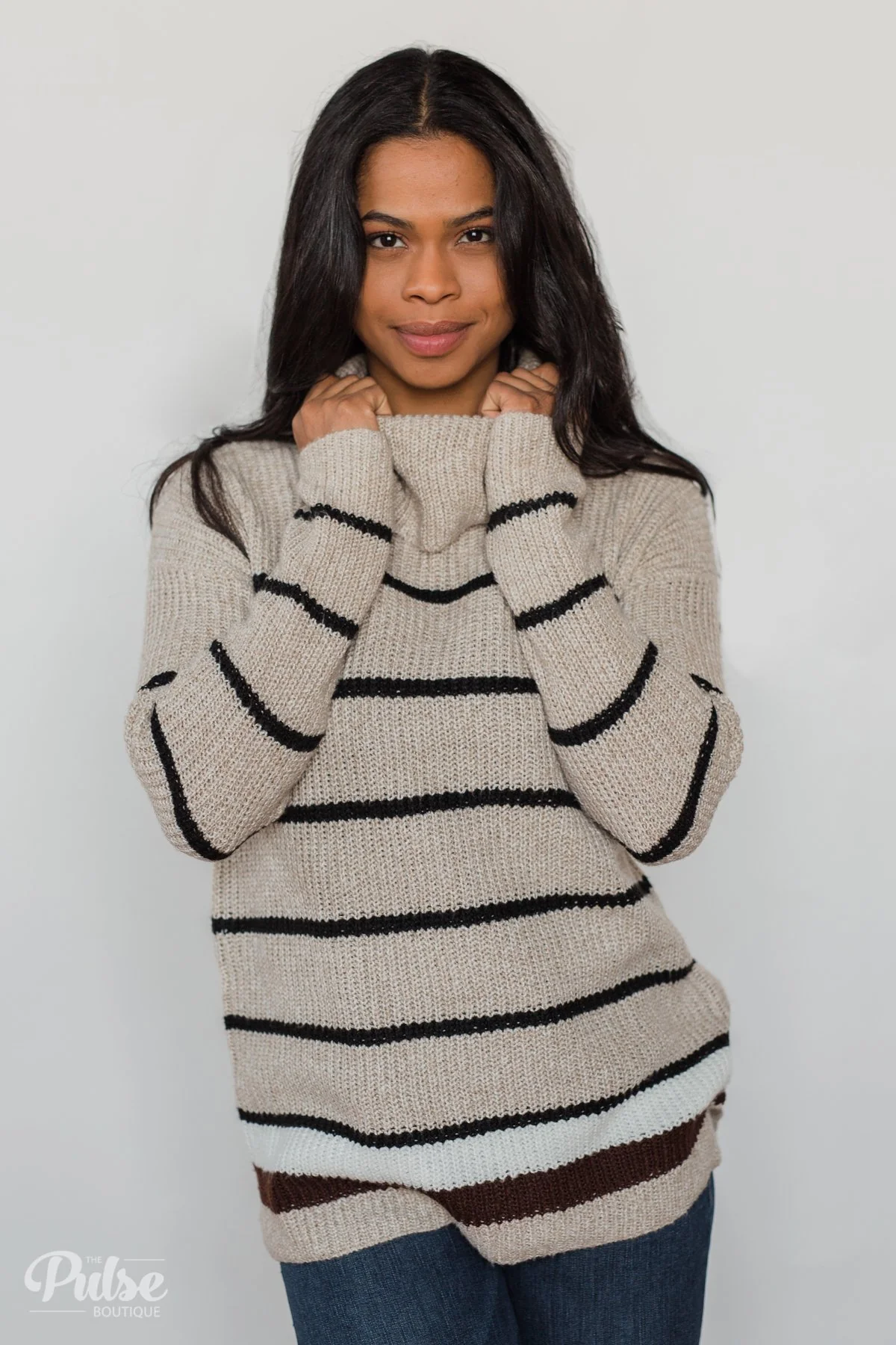 The Way You Make Me Feel Turtleneck Sweater- Neutral Tones - Image 4