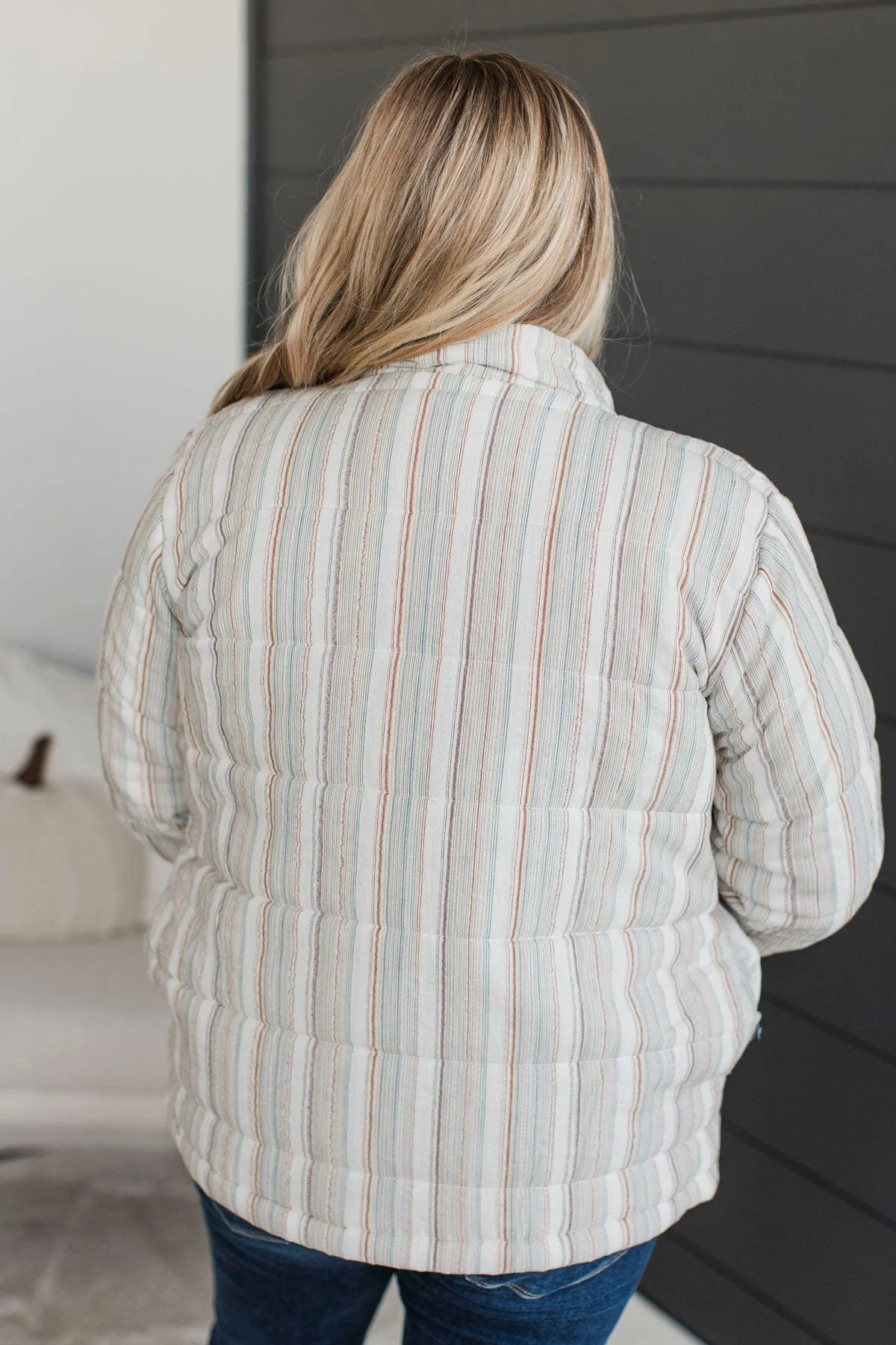 The World Awaits Quilted Puffer Jacket- Off-White - Image 8