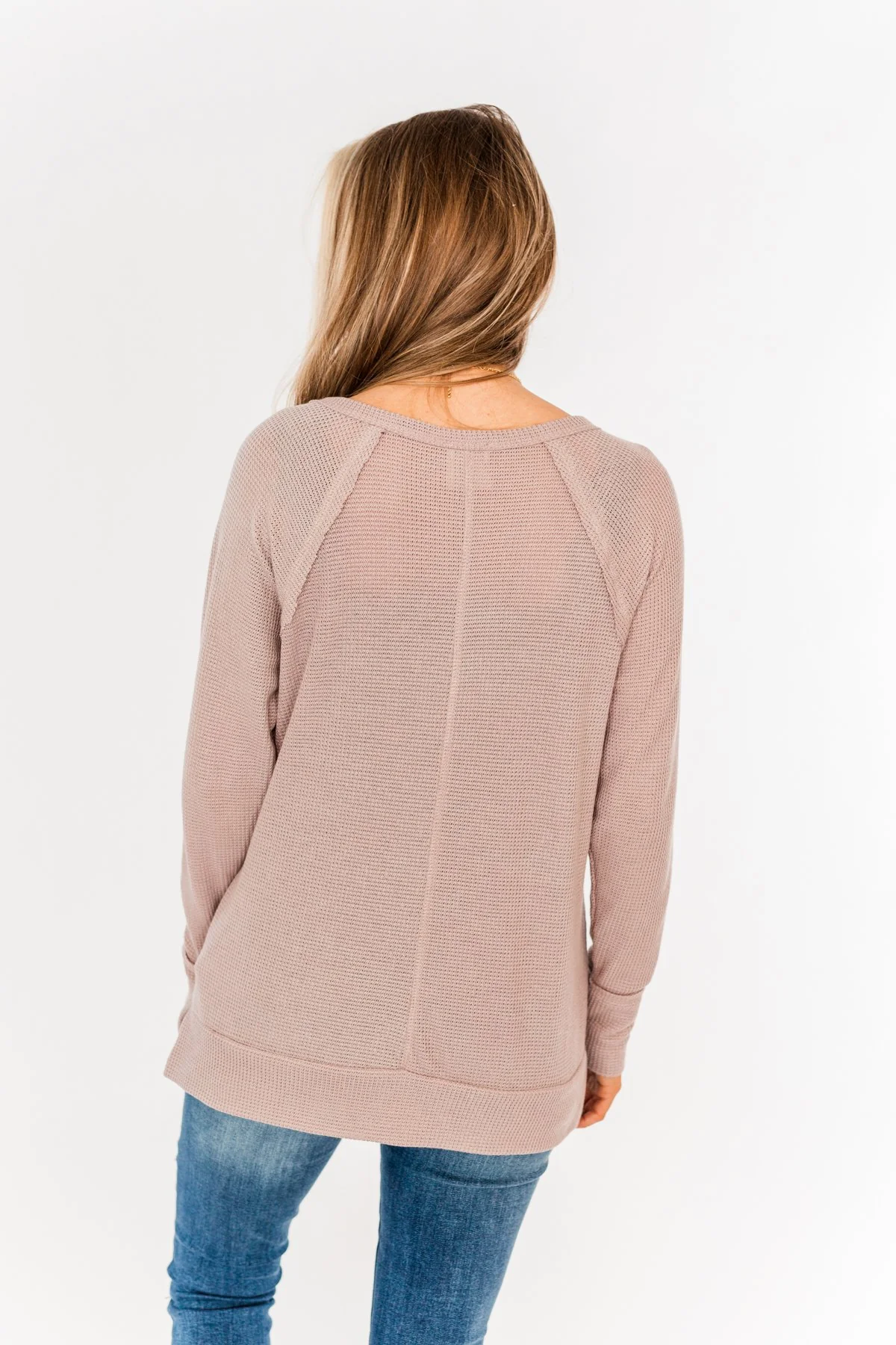 There You Go Again Thermal Notch Top- Dusty Mauve - Image 13